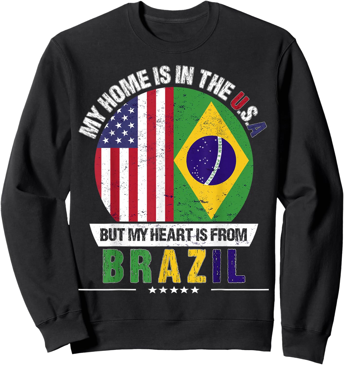 Brazilian American Patriot Heart is from Brazil Grown Sweatshirt - Sweatshirt | Black