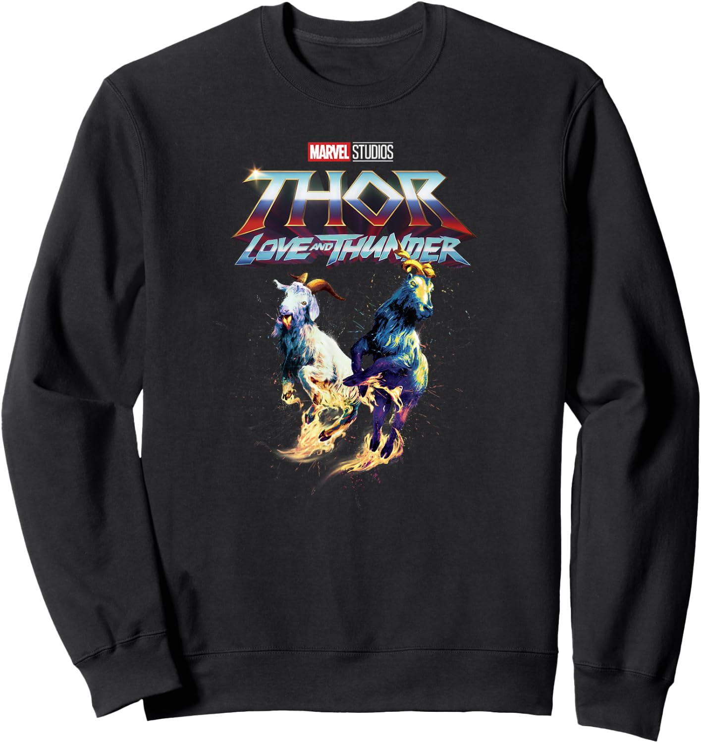 Marvel Thor: Love and Thunder Fiery Goats Poster Sweatshirt - Sweatshirt | Black