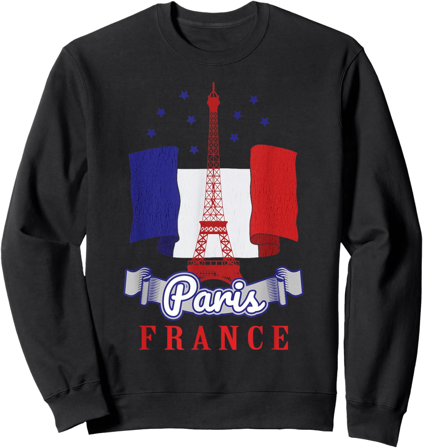 Paris France Flag Pride Eiffel Tower Fabulous City Of Lights Sweatshirt - Sweatshirt | Black