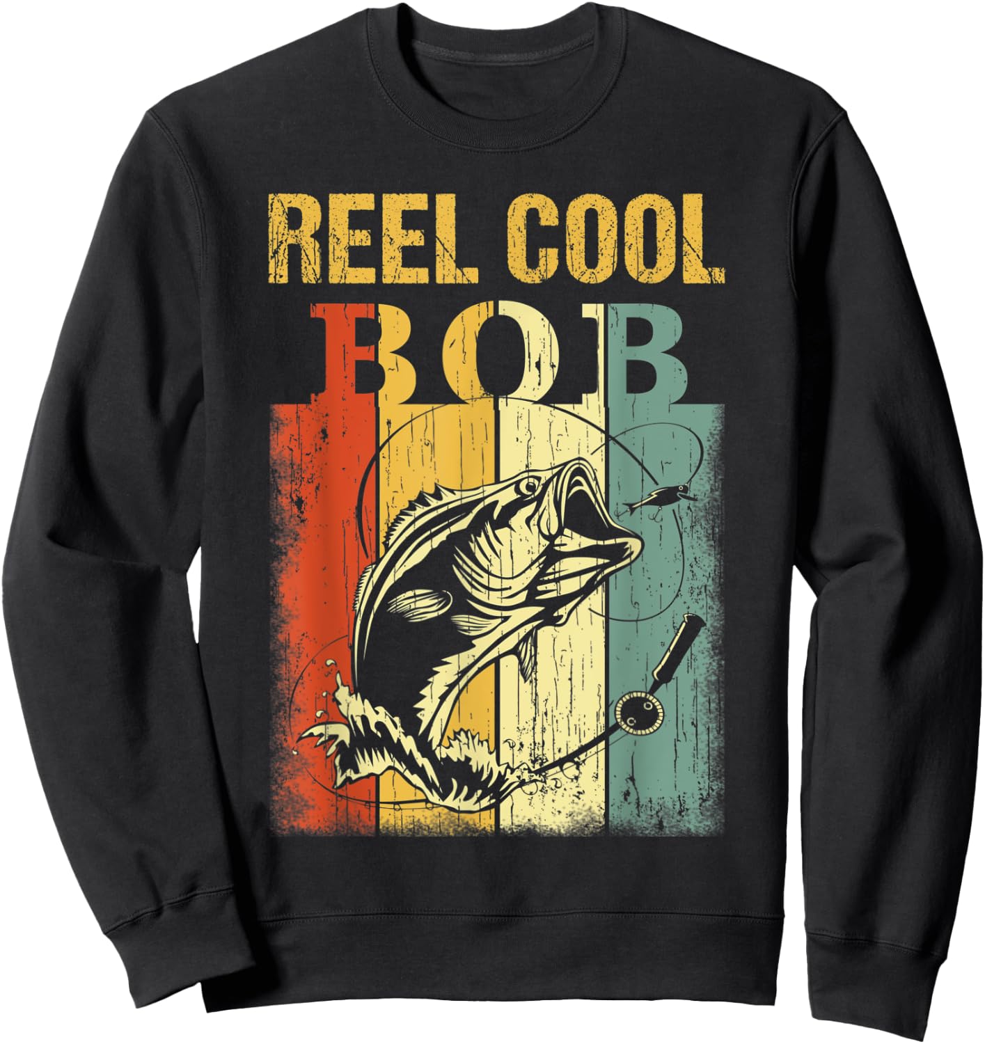Reel Cool BOB Vintage Fishing Fathers Day Sweatshirt - Sweatshirt | Black