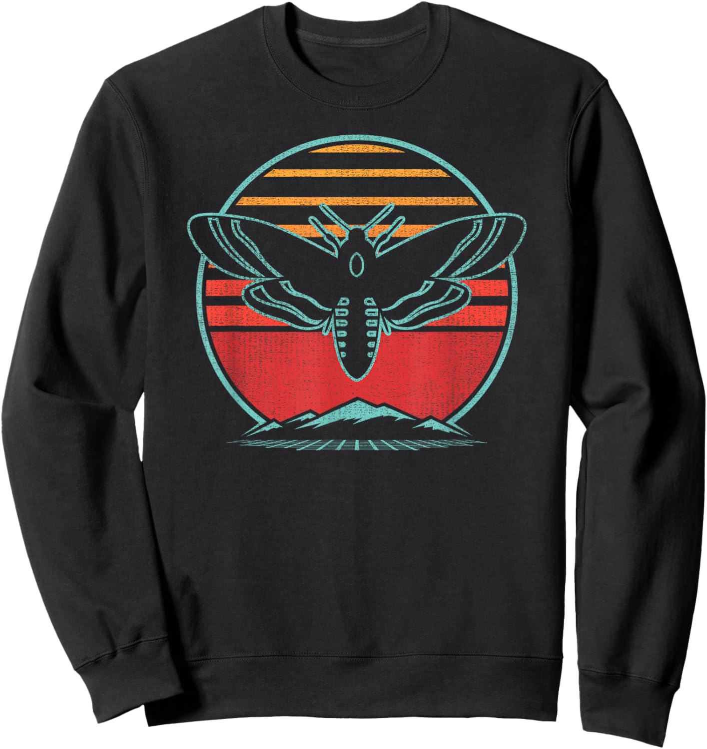 Moth Retro Vintage 80s Style Gift Sweatshirt - Sweatshirt | Black