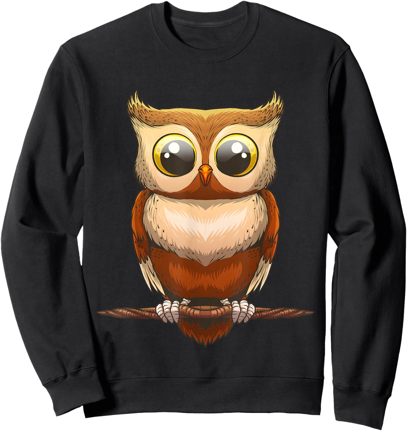 Cute Owl Art Women Kids Boys Girls Owl Lovers Small Sweatshirt - Sweatshirt | Black
