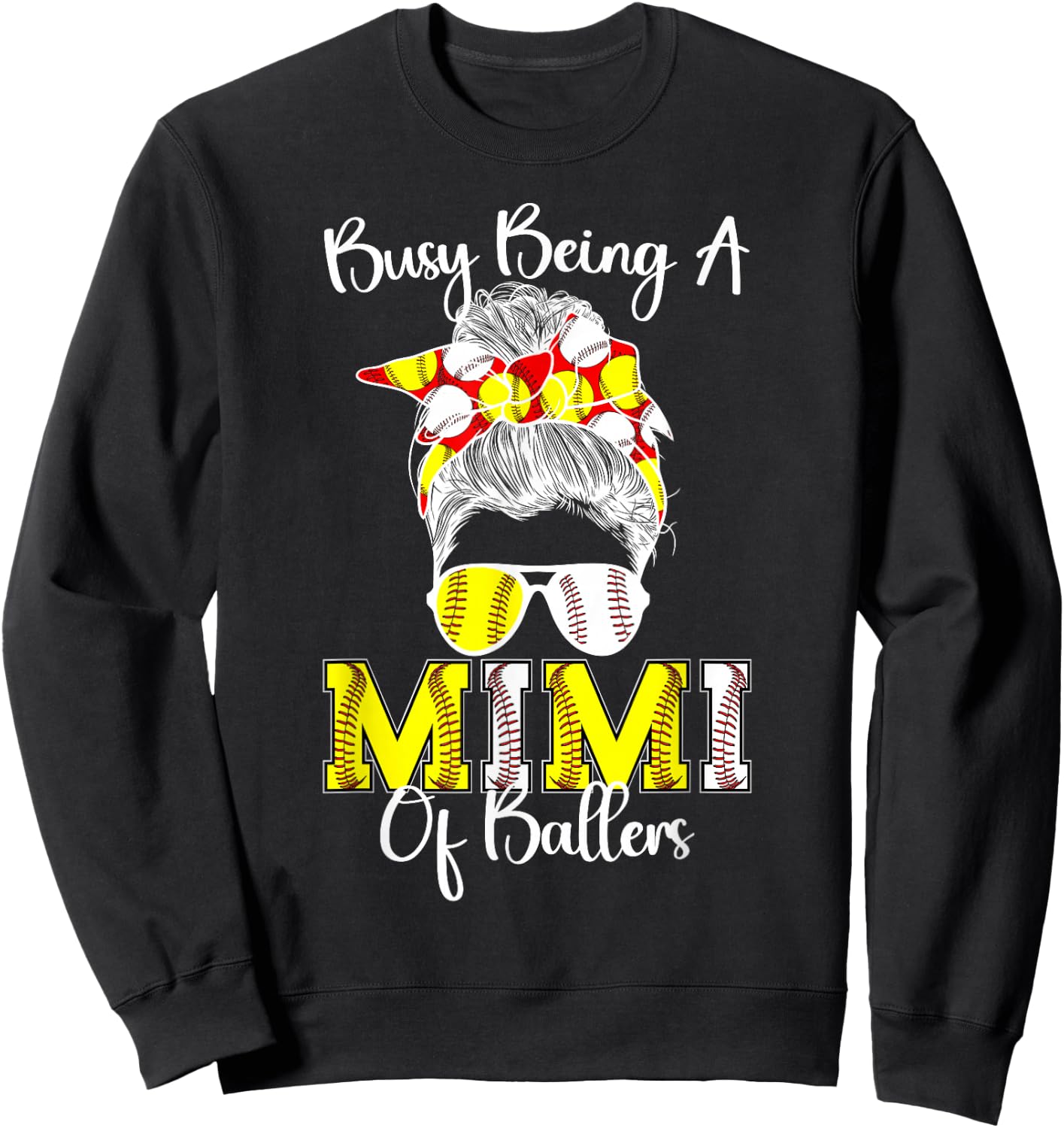 Softball Baseball Mimi Of Ballers Baseball Softball Mimi Sweatshirt - Sweatshirt | Black