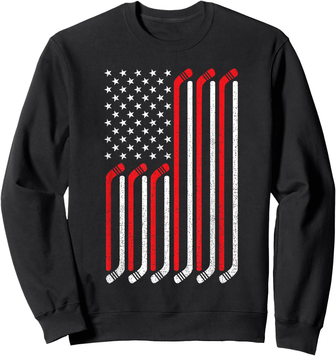 4th of July Hockey Stick USA Flag Patriotic Hockey Kids Men Sweatshirt - Sweatshirt | Black