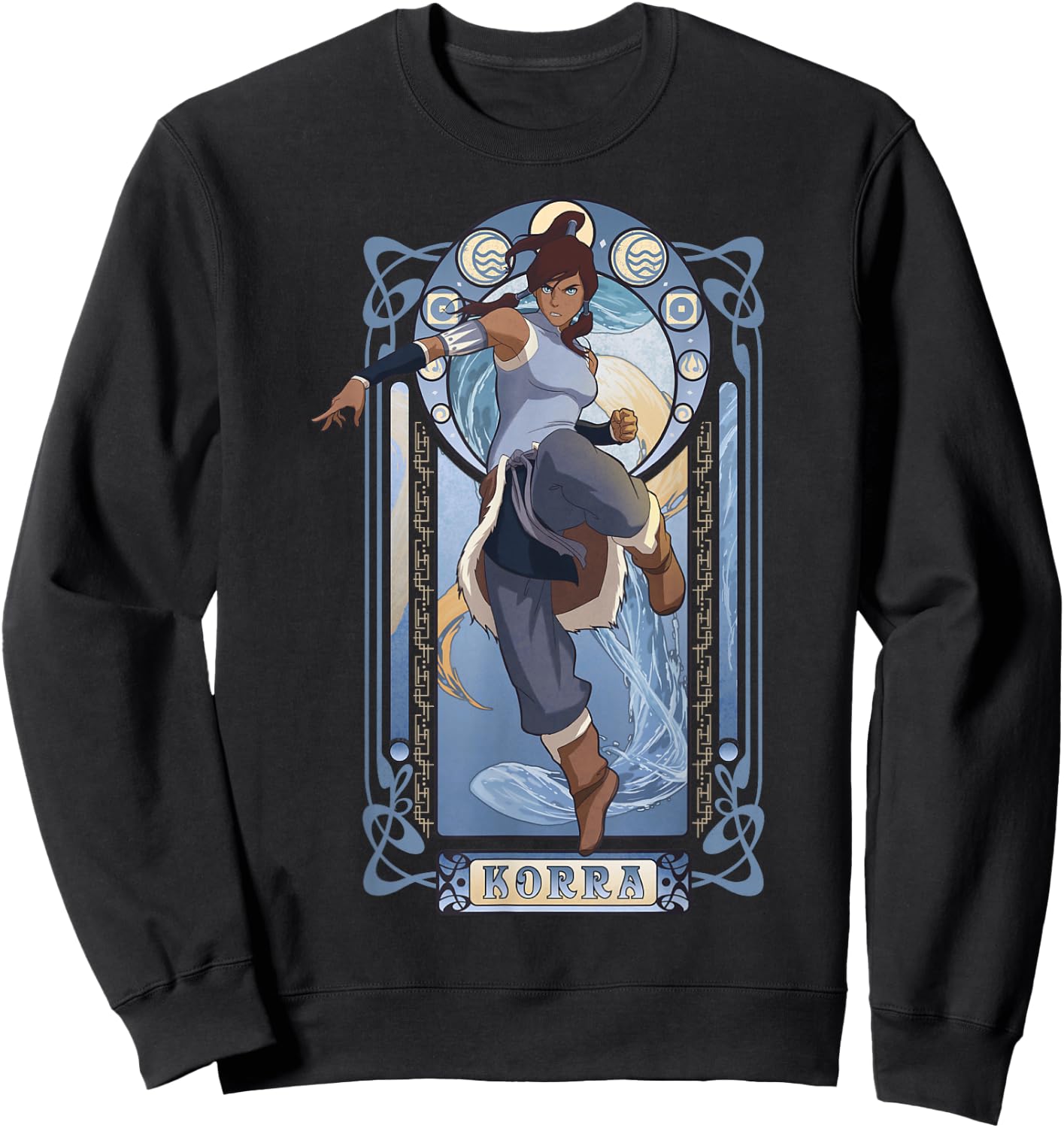The Legend of Korra Elements Korra Art Nouveau Poster Sweatshirt - Sweatshirt | Black