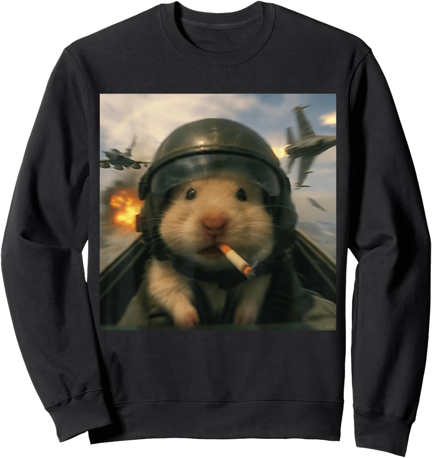 Silly Hamster Pilot Gen Alpha Pet Humor Fighter Jet Boys Sweatshirt - Sweatshirt | Black