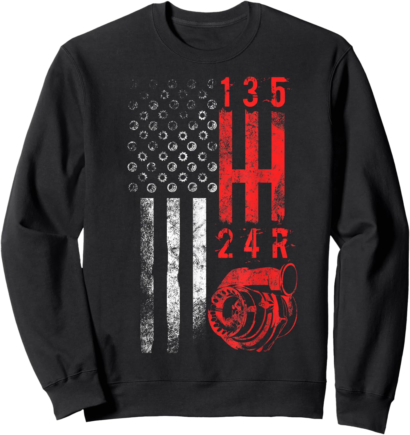 Stick Shift Mechanic USA Flag Muscle Car Manual Sweatshirt - Sweatshirt | Black
