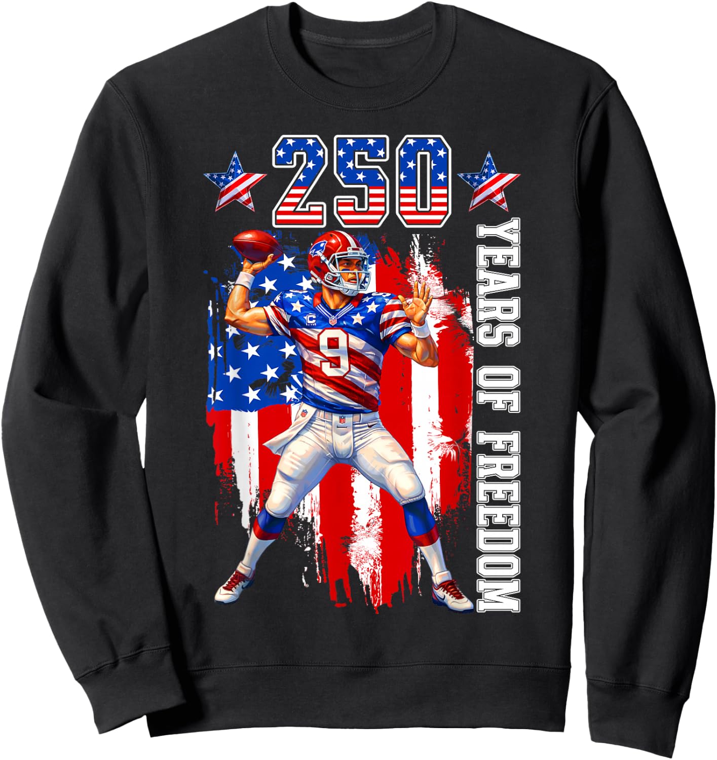 250th Anniversary 1776 2026 Football 250th Birthday Men Boys Sweatshirt - Sweatshirt | Black