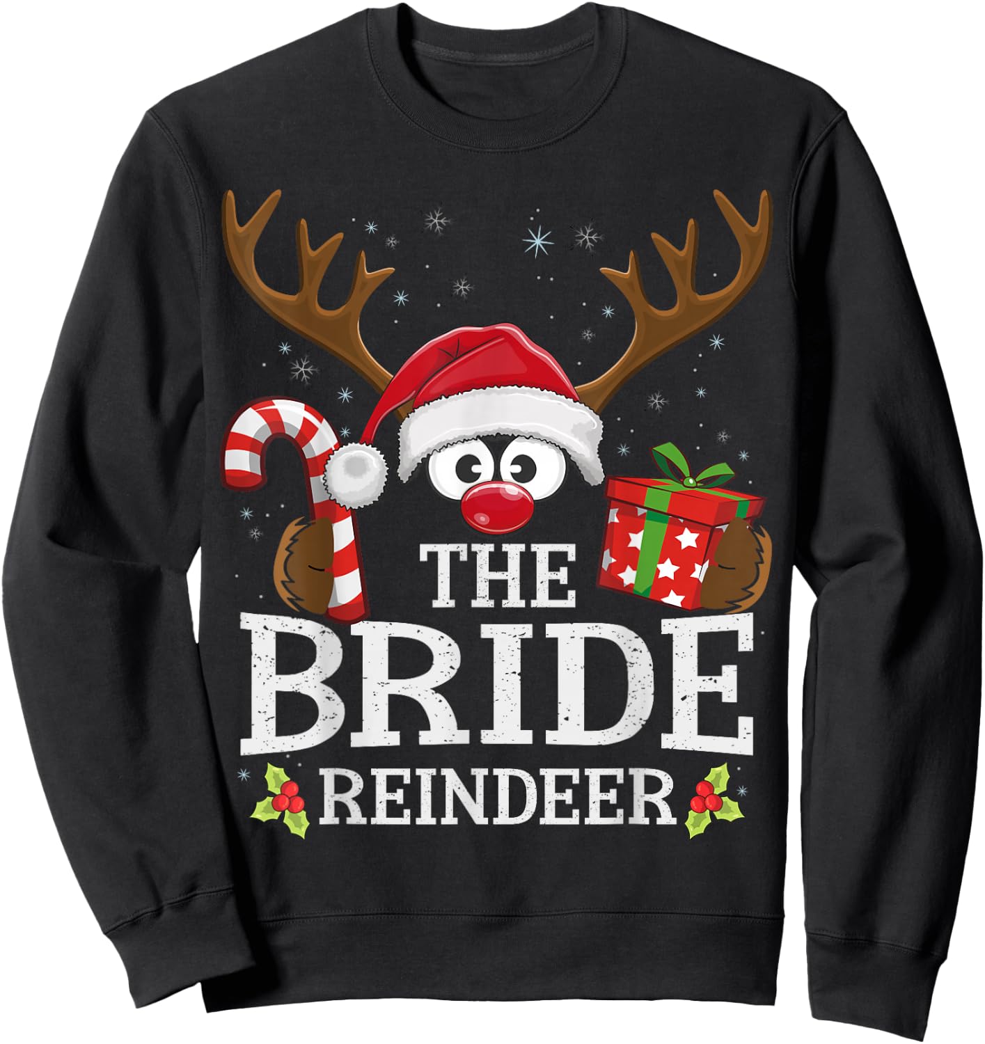 Christmas Matching The Bride Reindeer Family Sweatshirt - Sweatshirt | Black