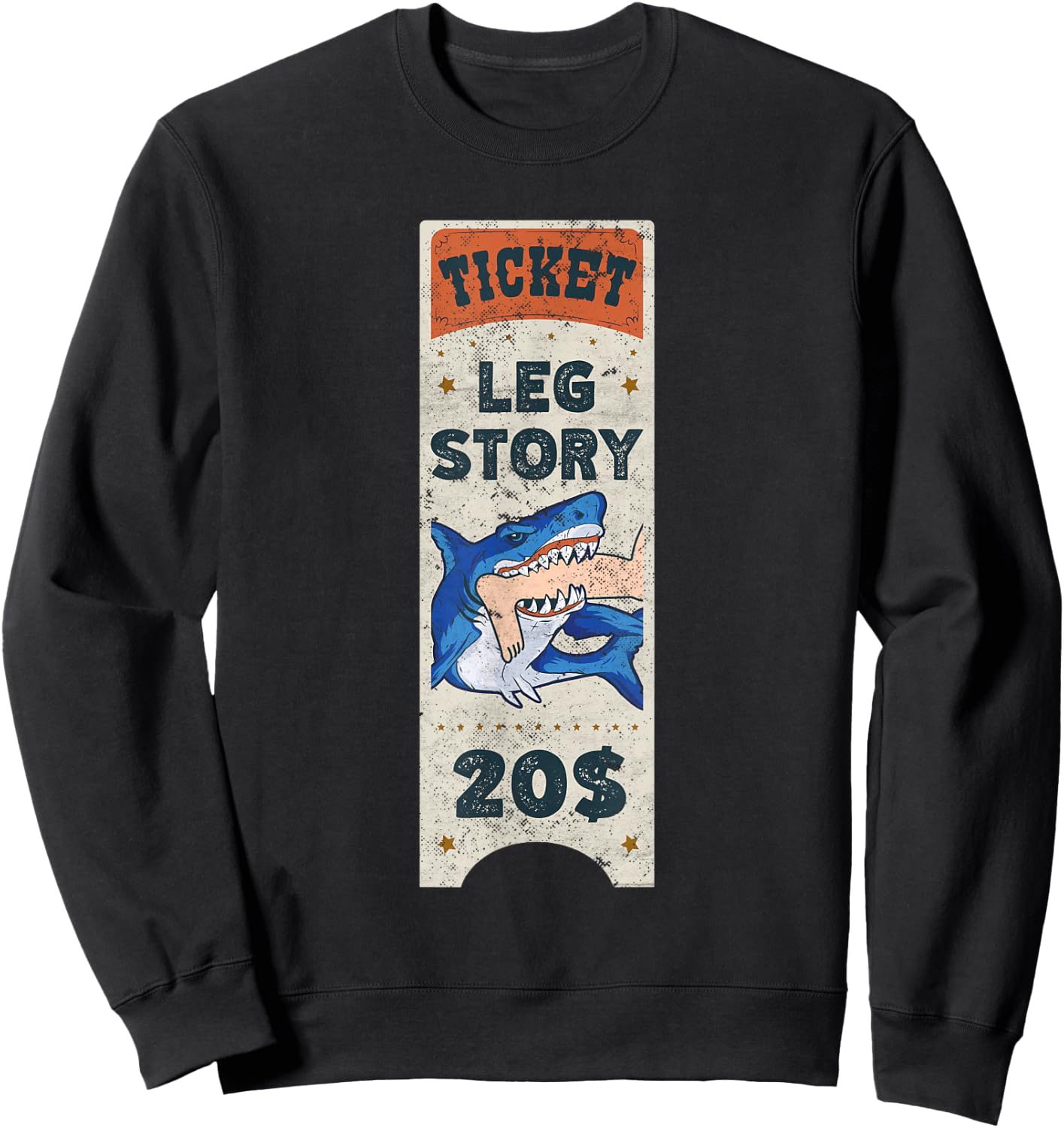 Amputee Funny Leg Story Amputation Surgery Shark Humor Sweatshirt - Sweatshirt | Black