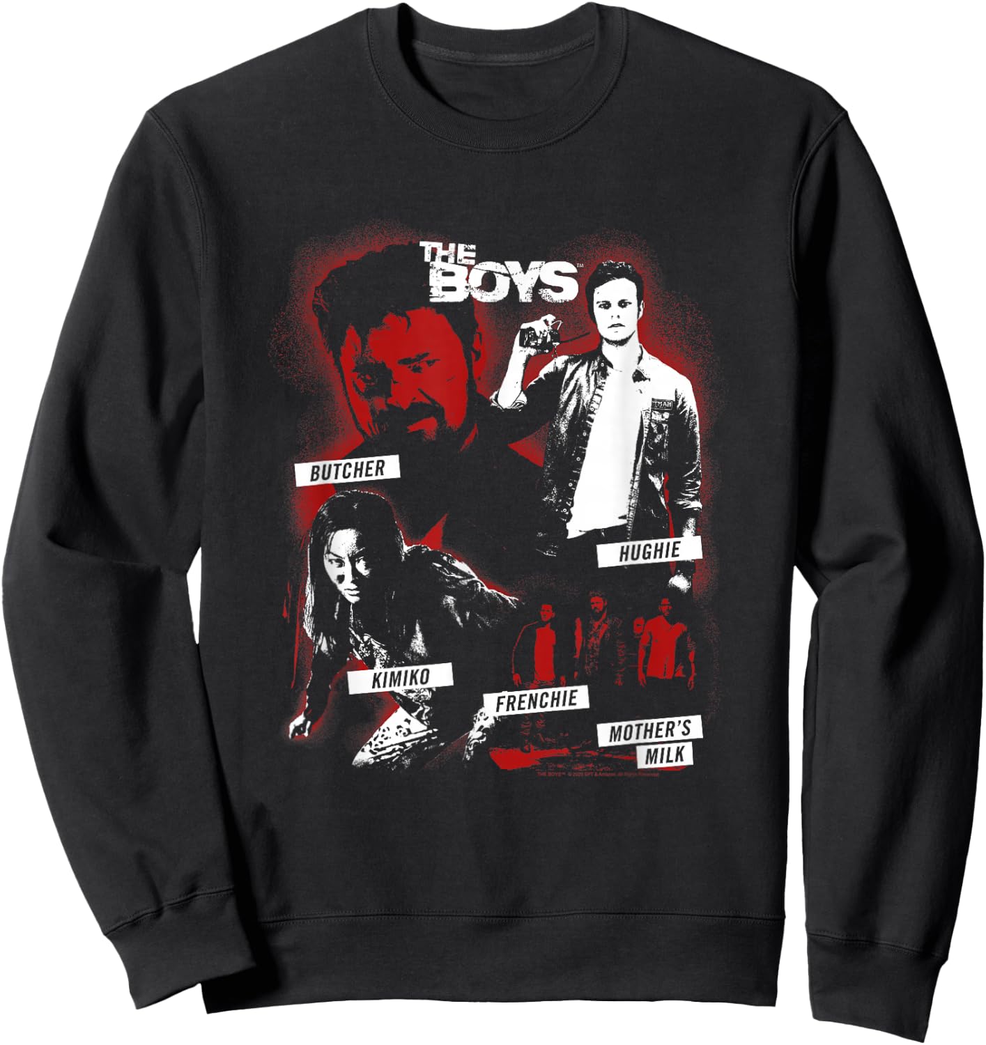 The Boys Contrast Group Collage Superhero TV Show Sweatshirt - Sweatshirt | Black