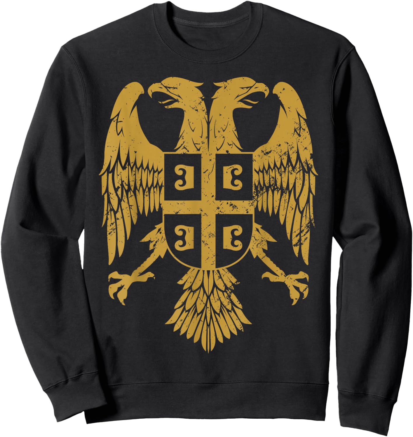 Serbian Double Headed Eagle a Serbia Coat of Arms Fan Sweatshirt - Sweatshirt | Black