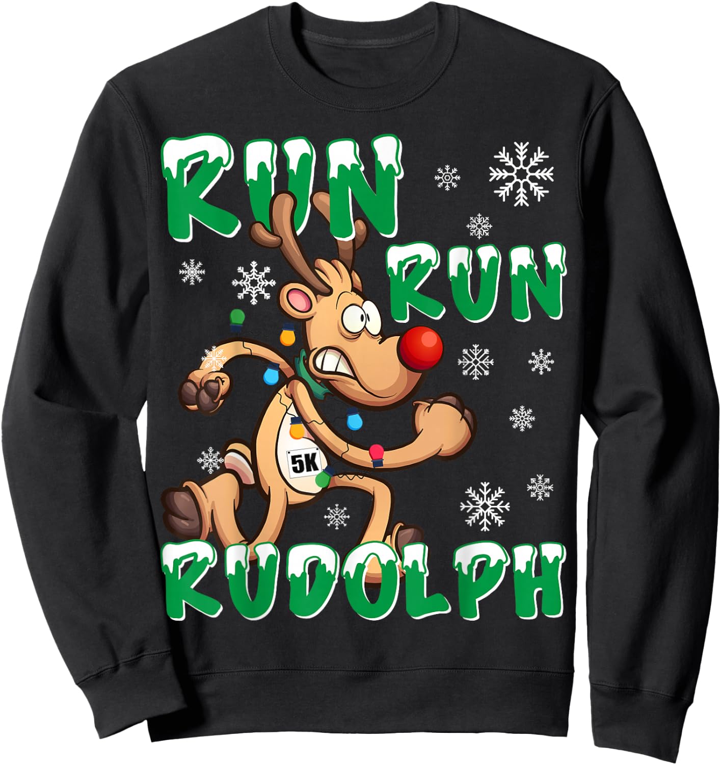 Christmas 5K Co Christmas 5K Run Rudolph Holiday Team Running Outfit Sweatshirt - Sweatshirt | Black