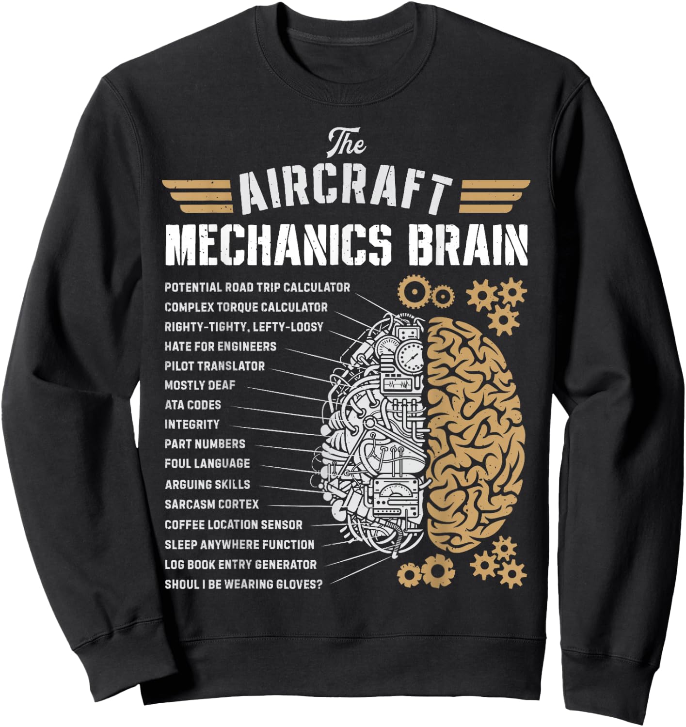 Aircraft Mechanics Brain Funny Aviation Technician Gifts Men Sweatshirt - Sweatshirt | Black