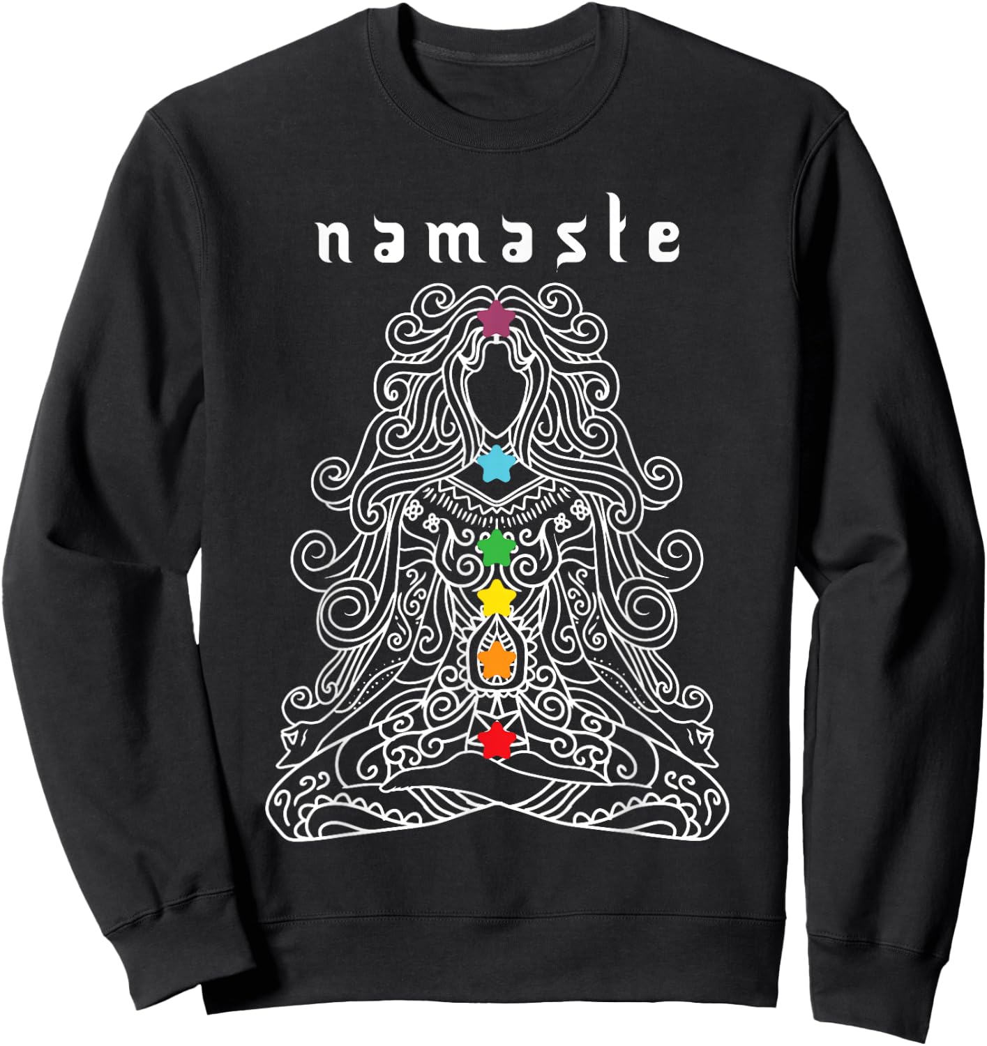 Namaste Design Yoga Pose with Chakra Awesome Gift Sweatshirt - Sweatshirt | Black