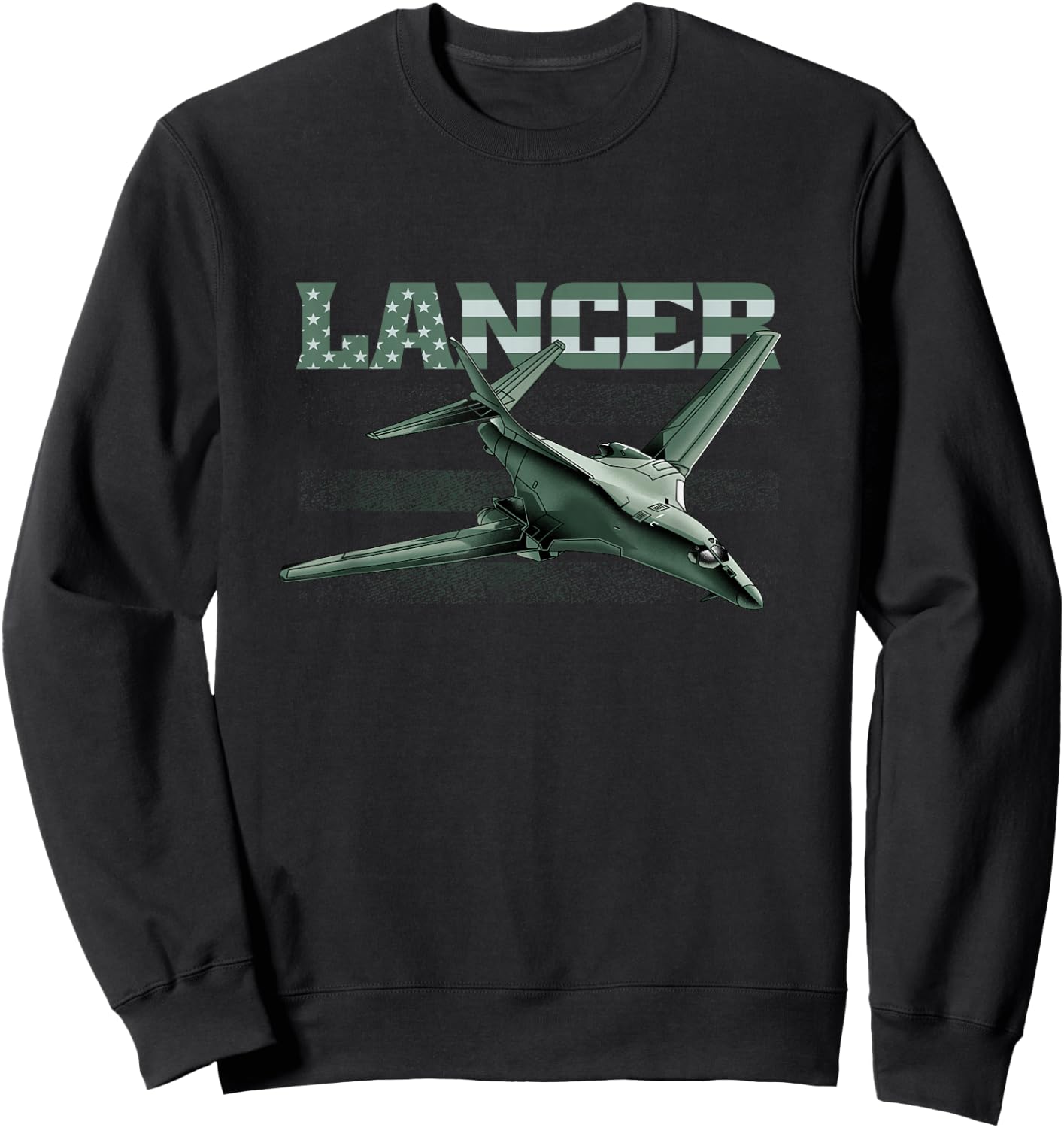 USA B1 Lancer Military Jet Bomber Airplane Sweatshirt - Sweatshirt | Black