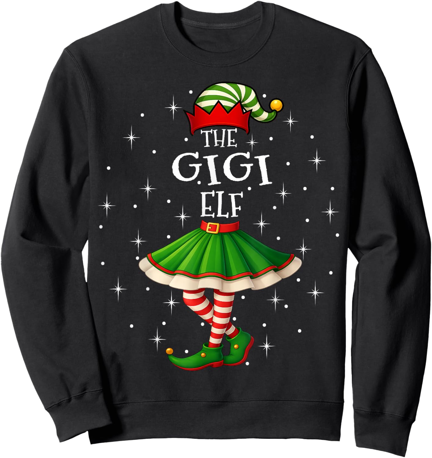 Gigi Elf Christmas Family Matching Women Girls Xmas Party Sweatshirt - Sweatshirt | Black