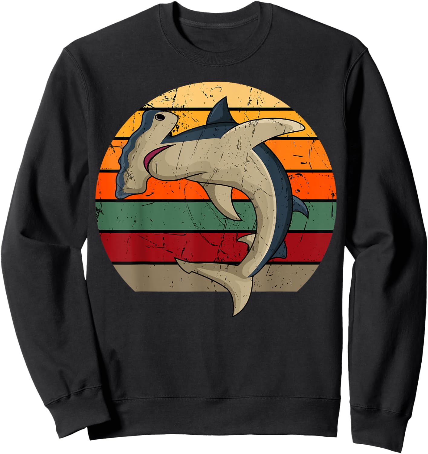 Retro Hammerhead Shark Sweatshirt - Sweatshirt | Black