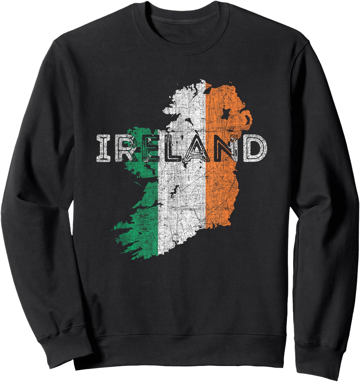 Irish Map and Flag Souvenir - Distressed Ireland Sweatshirt - Sweatshirt | Black