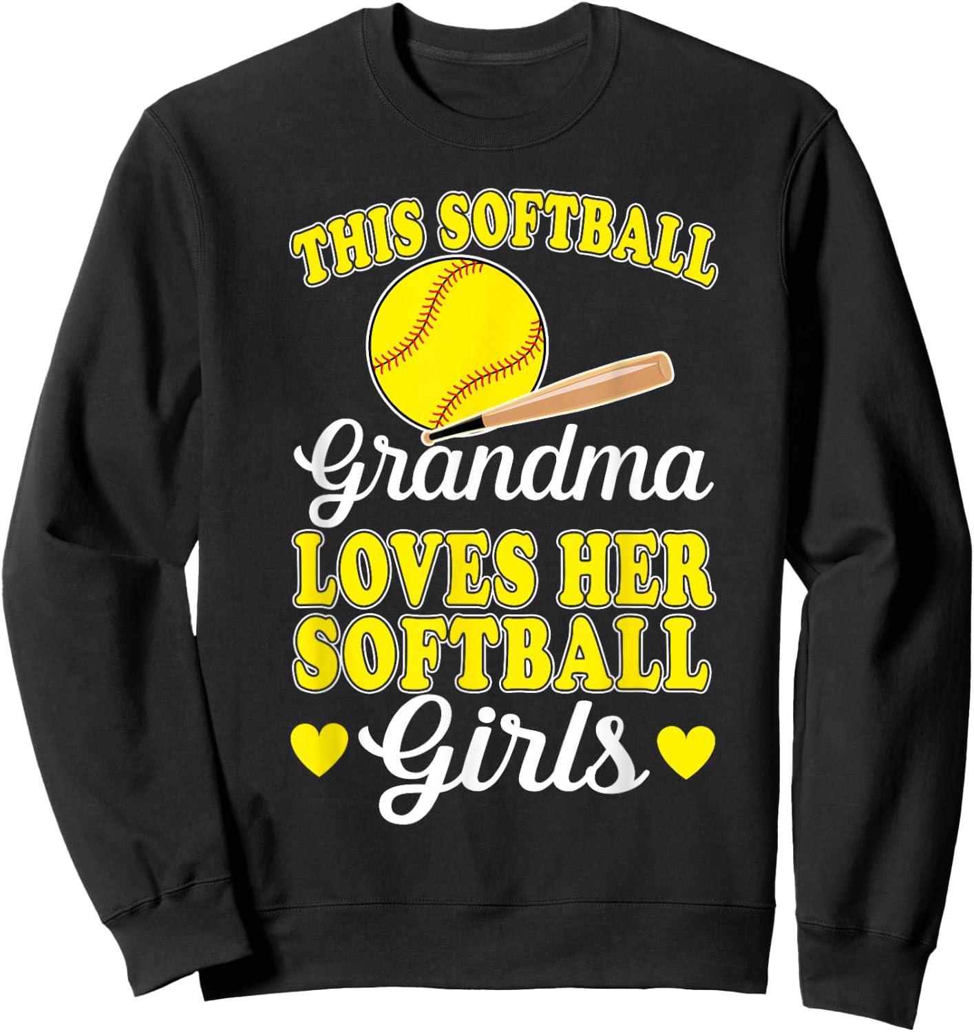 This Softball Grandma Loves Her Softball Girls Softball Sweatshirt - Sweatshirt | Black