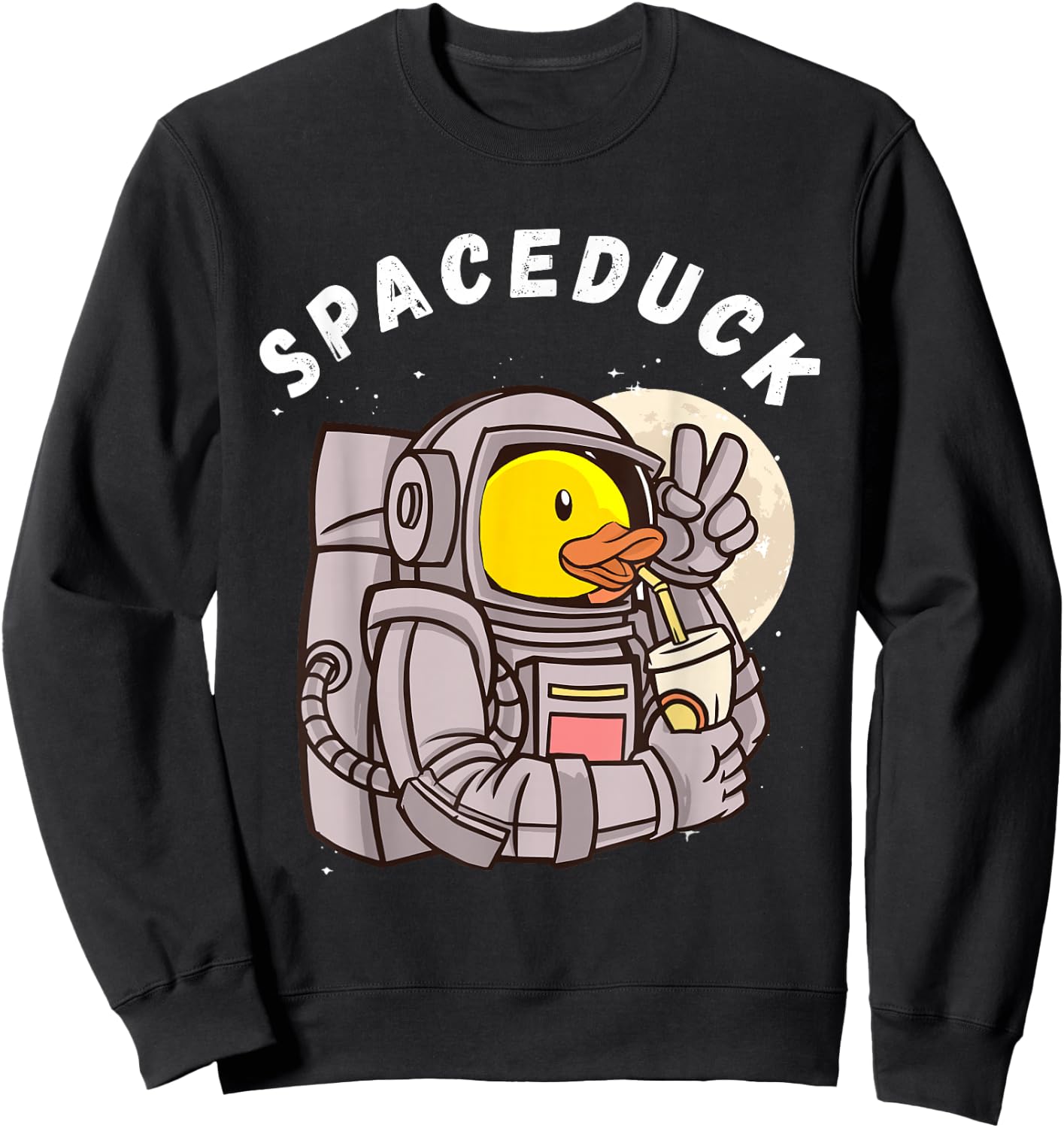 Space Rubber Duck Funny Astronaut Rubber Duckling Galaxy Sweatshirt - Sweatshirt | Black
