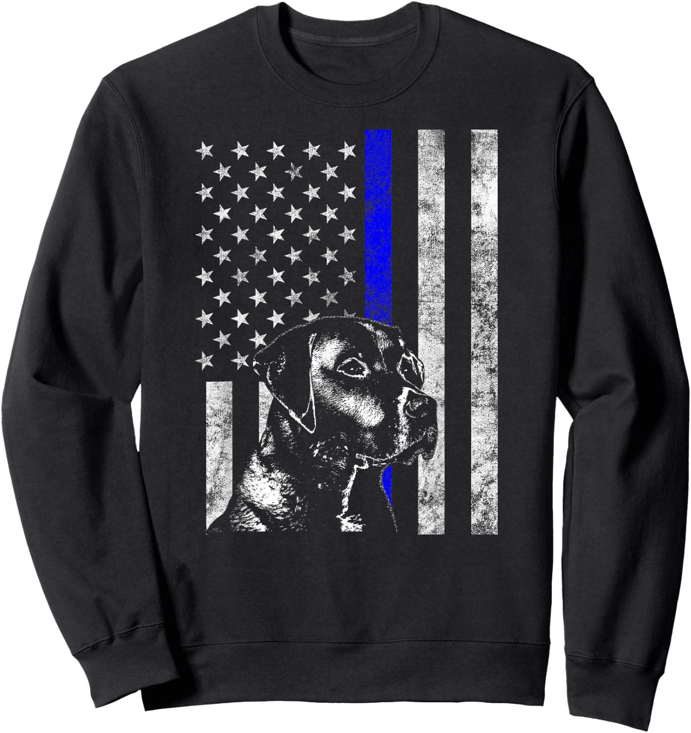 Blue Line Flag K-9 Labrador Retriever Police Dog Sweatshirt - Sweatshirt | Black