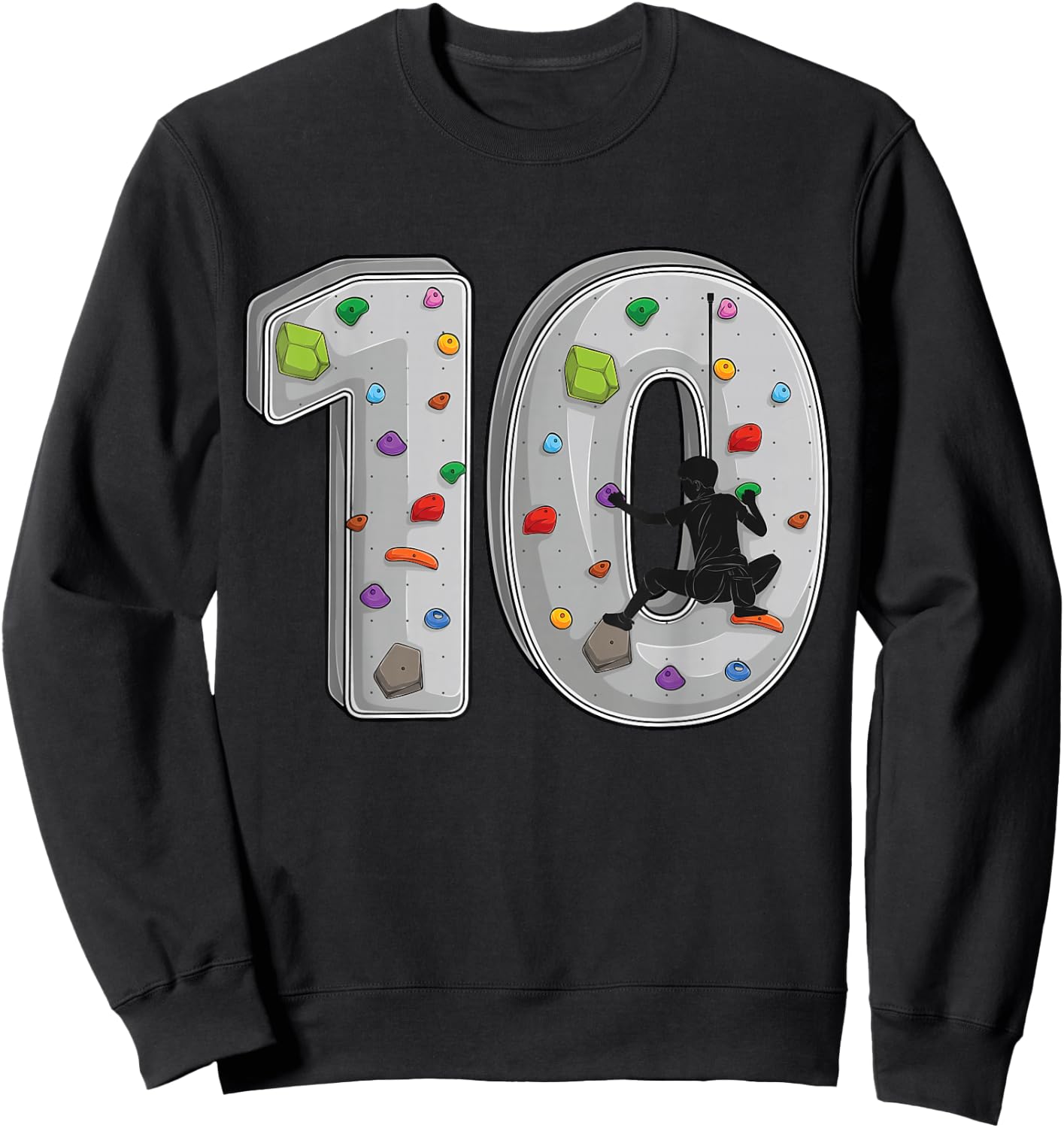 10 year old rock climbing 10th birthday Adventures Climber Sweatshirt - Sweatshirt | Black