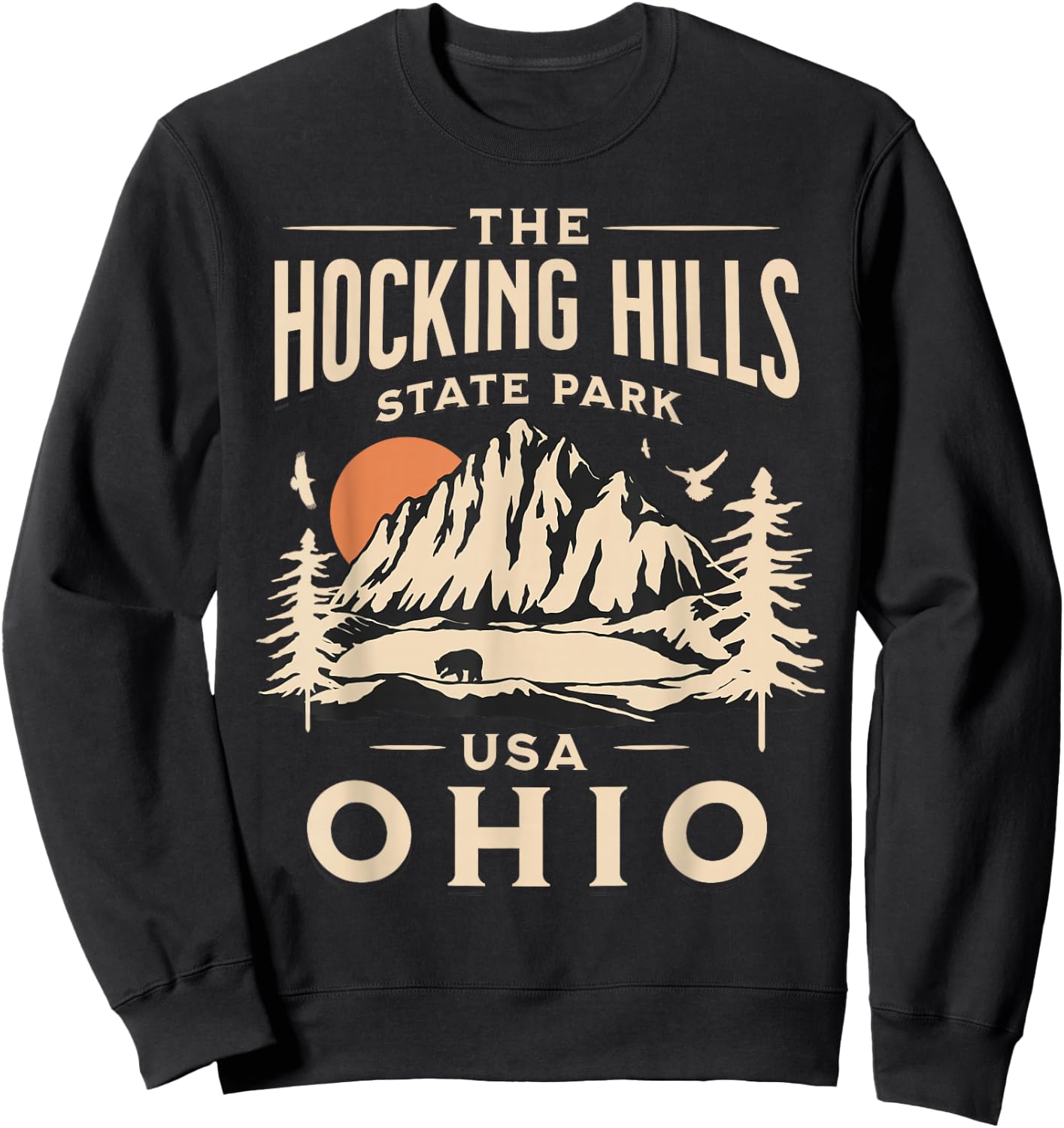 Hocking Hills Ohio Nature Hike Outdoors Vintage Sweatshirt - Sweatshirt | Black