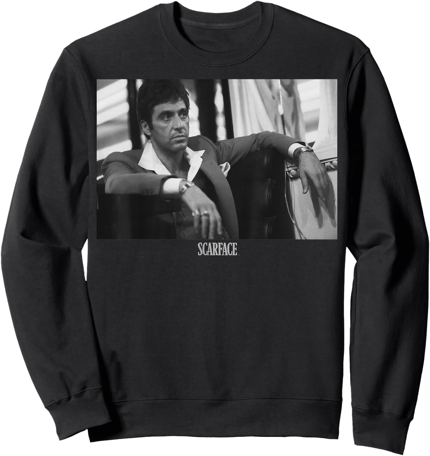Scarface Tony Montana Sitting Portrait Logo Sweatshirt - Sweatshirt | Black
