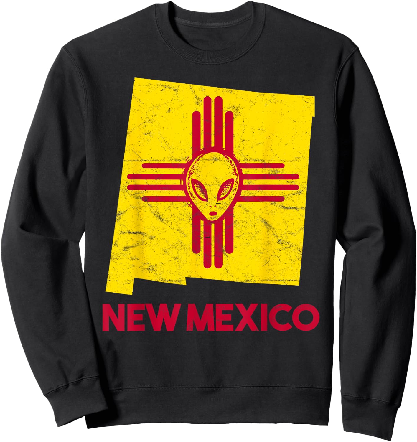 Roswell, New Mexico Flag Space Aliens Zia NM Souvenir Sweatshirt - Sweatshirt | Black