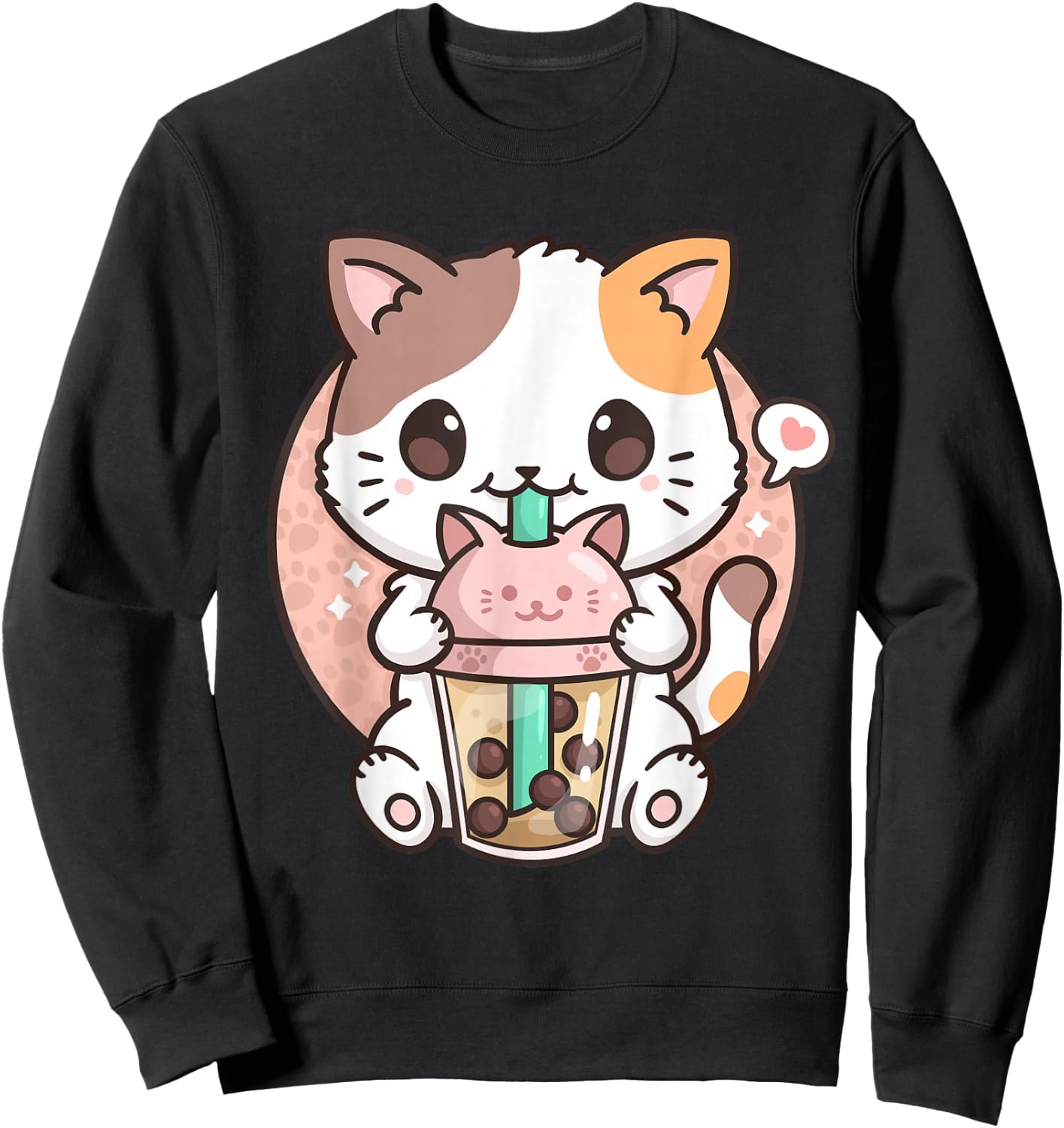 Boba Tea Cat Bubble Tea Cat Kawaii Anime Neko Sweatshirt - Sweatshirt | Black