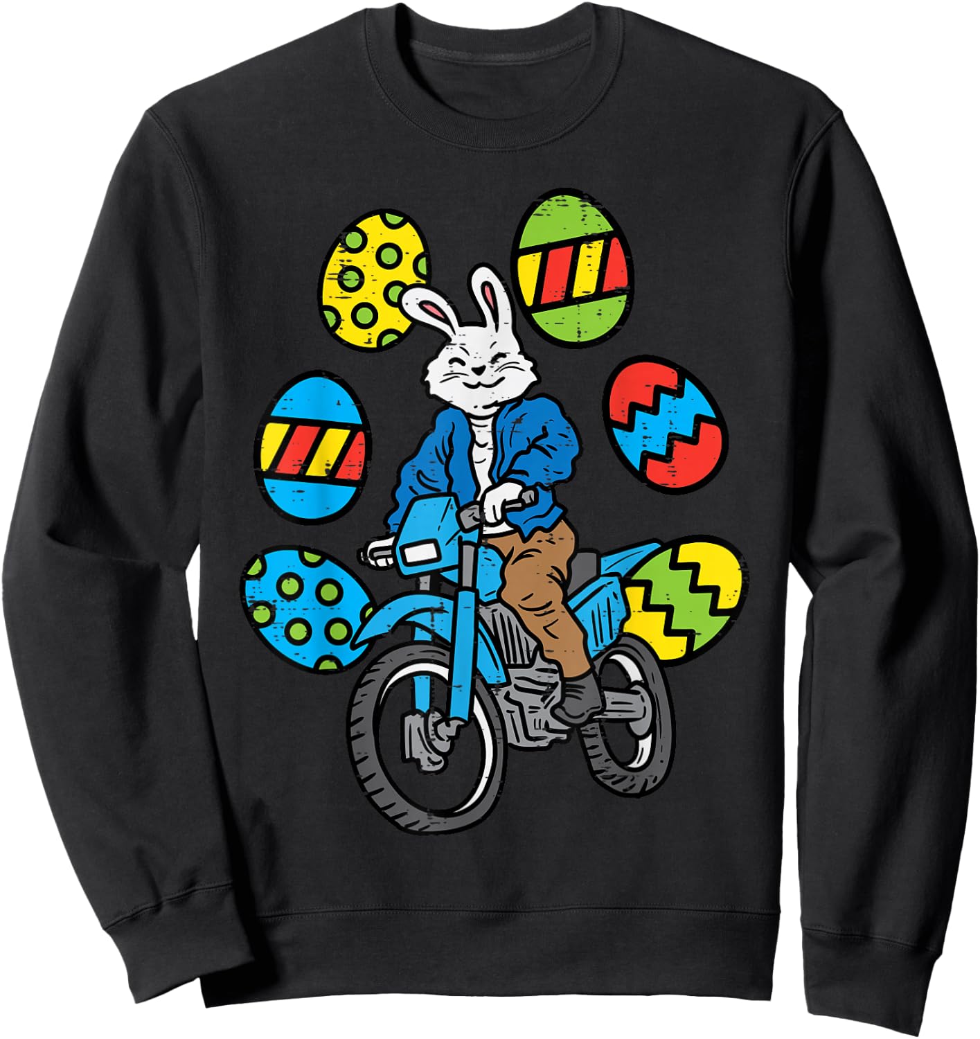 Easter Bunny Riding Dirt Bike Motocross Biker Men Women Kids Sweatshirt - Sweatshirt | Black