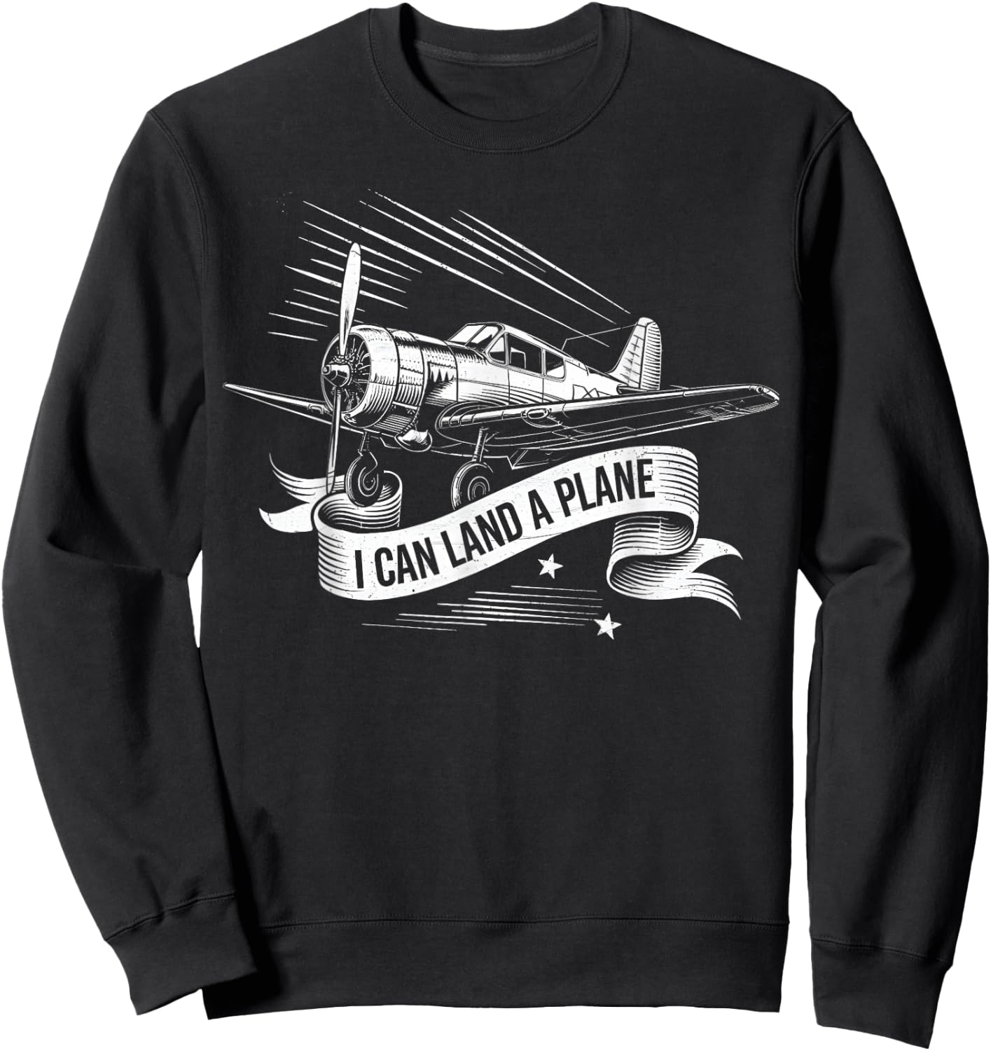 Retro I Can Land A Plane Vintage Aviation Funny Quote Pilot Sweatshirt - Sweatshirt | Black