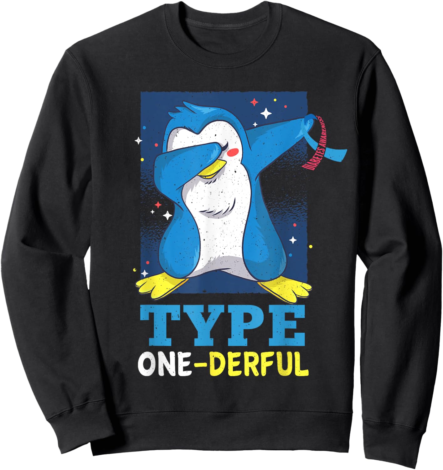 Type 1 Diabetes Kids Funny Diabetic Penguin Sweatshirt - Sweatshirt | Black