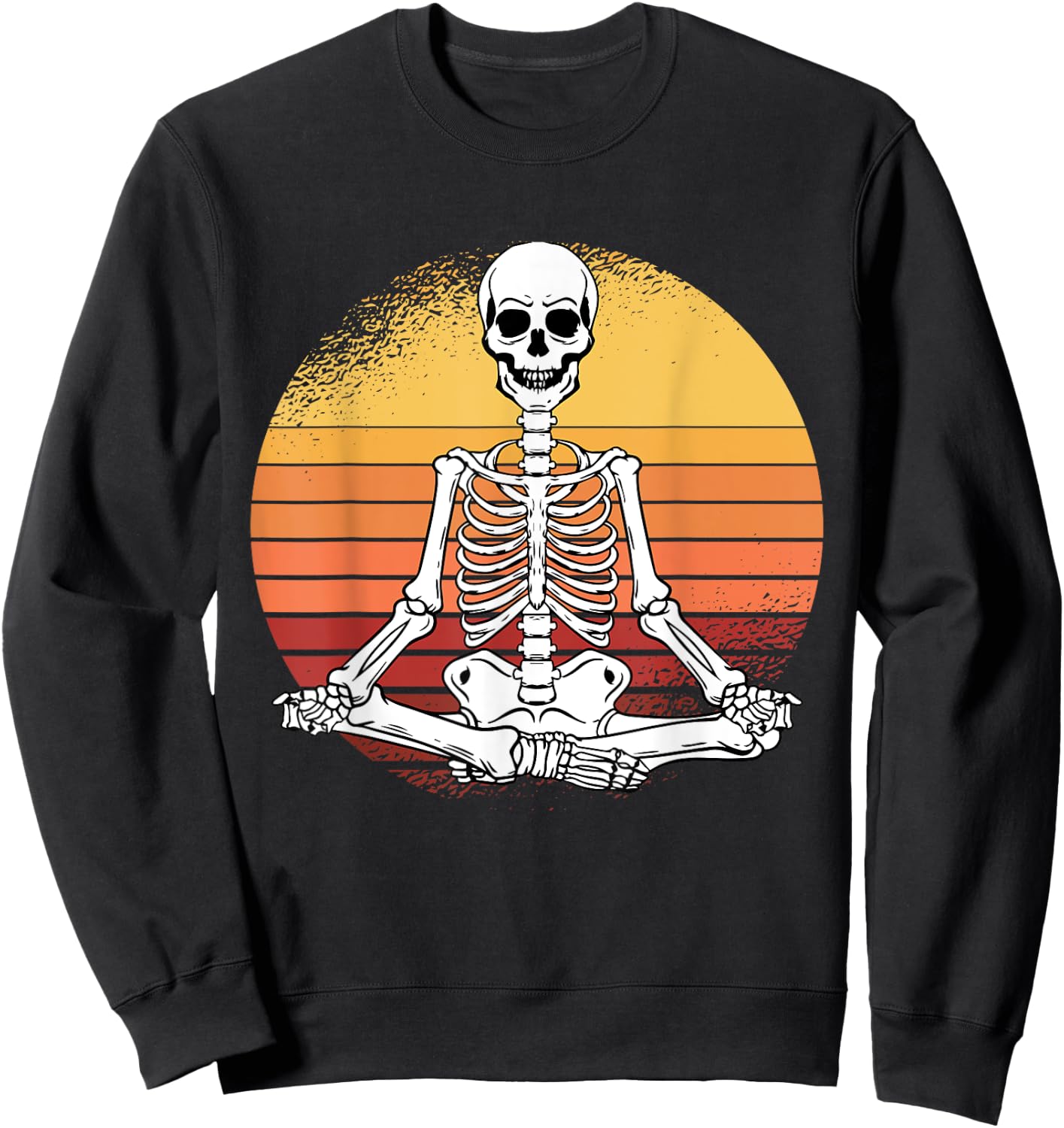 Skeleton Yoga Lazy Halloween Costume Retro Meditation Sweatshirt - Sweatshirt | Black