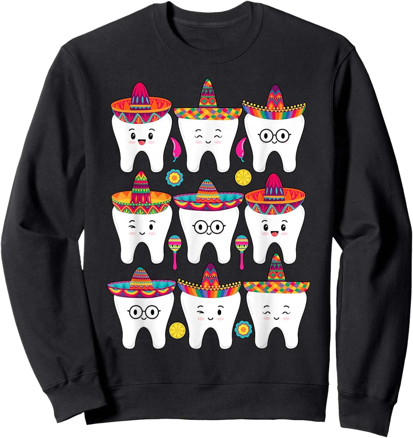 Cinco De Mayo Dental Mexican Fiesta Dentist Hygienist Sweatshirt - Sweatshirt | Black