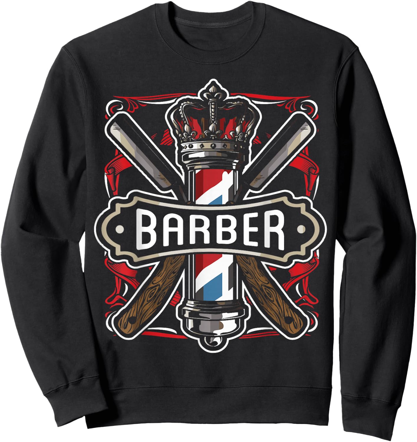 Barber Vintage Cool Outfit Barber Razor Gift Sweatshirt - Sweatshirt | Black