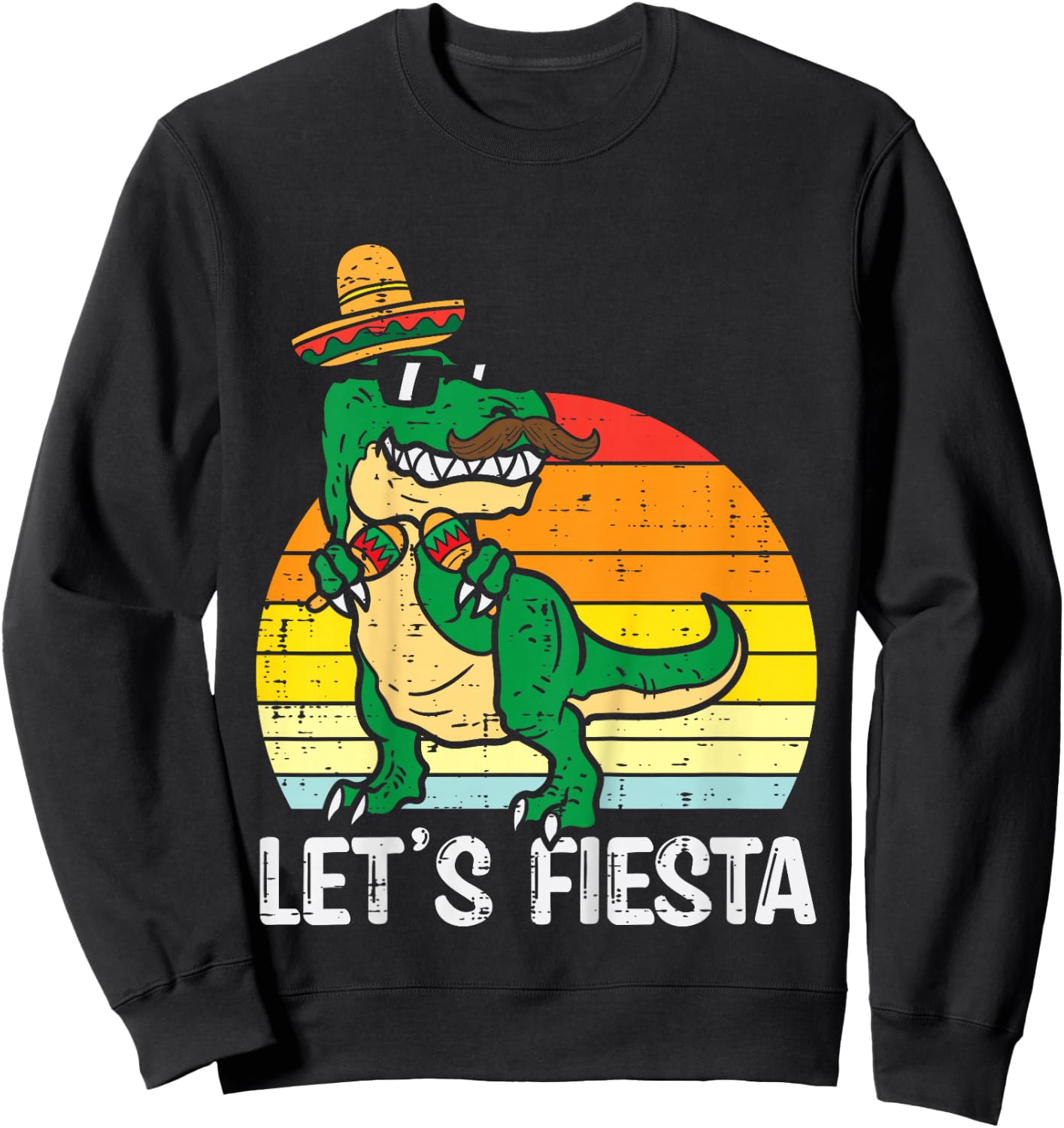Let's Fiesta Mexican Dino Trex Cinco De Mayo Toddler Boys Sweatshirt - Sweatshirt | Black