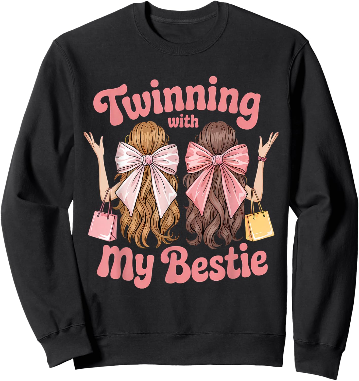 Friends Twinning With My Bestie Twin Matching Twins Friends Sweatshirt - Sweatshirt | Black