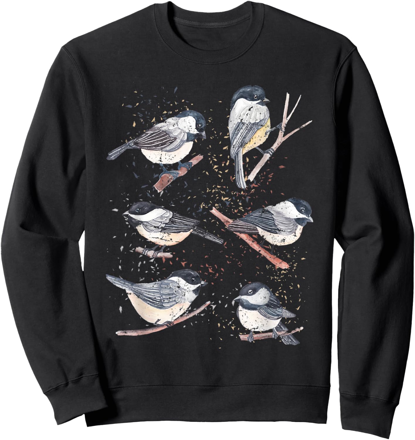 Bird Watching Birding Animal Nature Vintage Chickadee Sweatshirt - Sweatshirt | Black