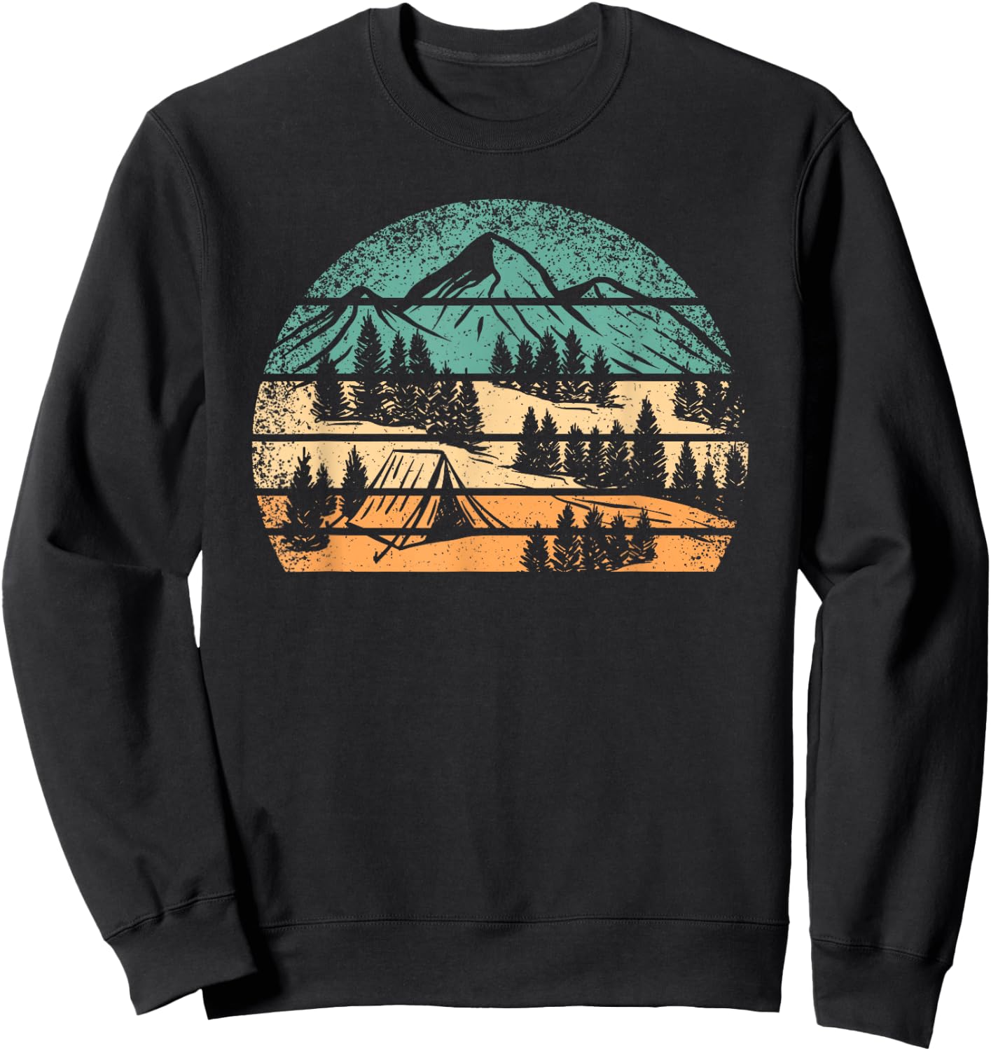 Retro Camping Outdoor Nature Mountain Camper Hiking Men Sweatshirt - Sweatshirt | Black