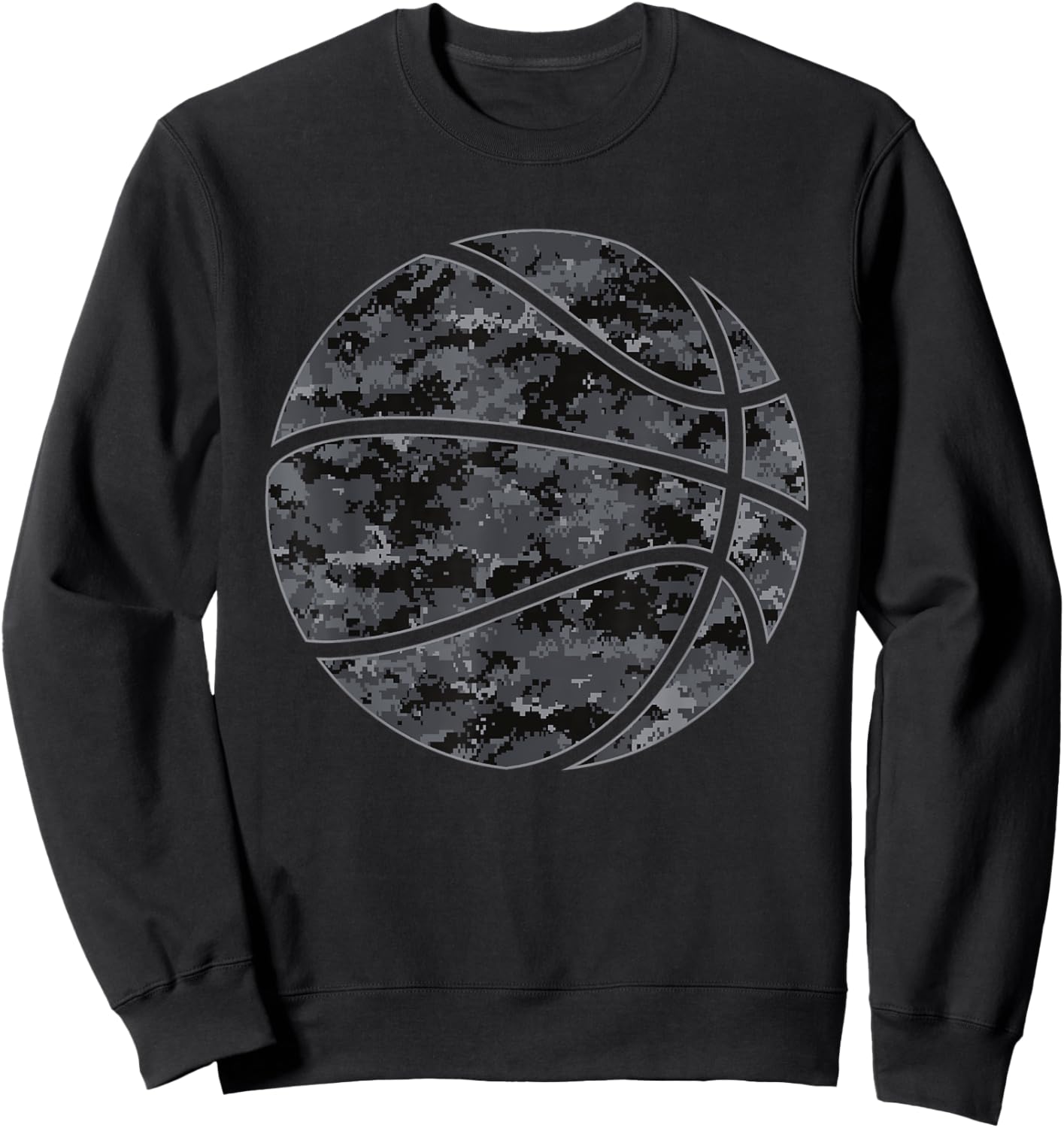Dark Grey Camo Basketball - Dark Camouflage Basketball Sweatshirt - Sweatshirt | Black