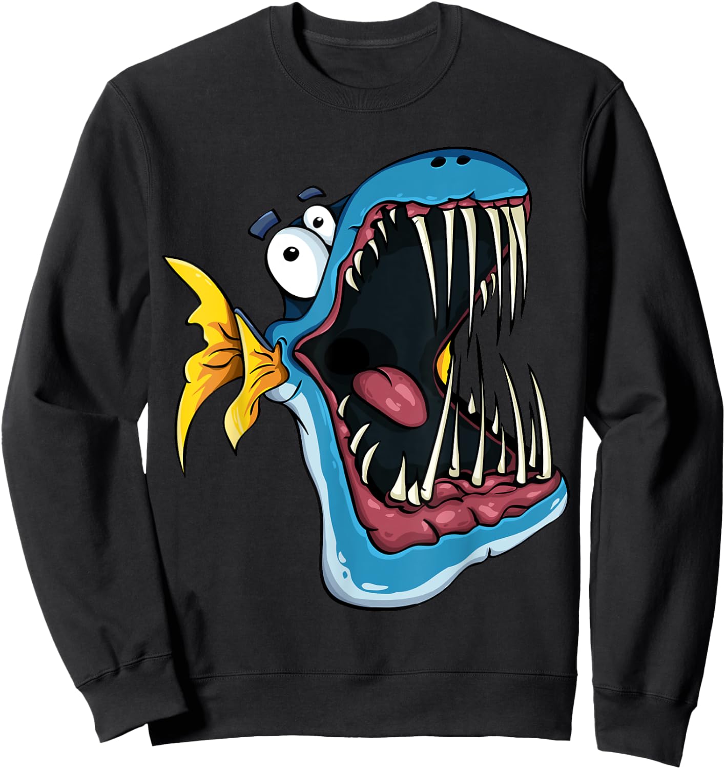 Cute Cheek Fish Piranha teeth I Children's Sweatshirt - Sweatshirt | Black