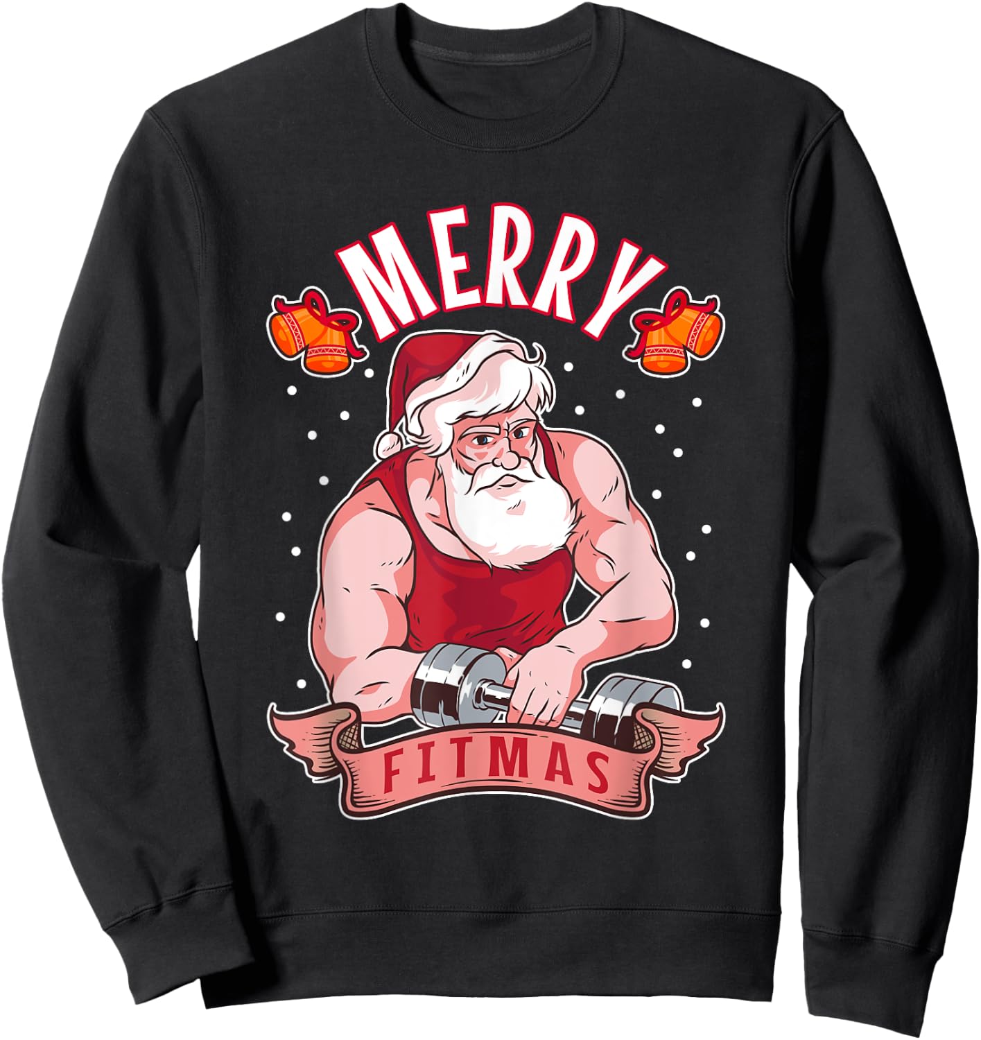 Fitness Christmas exercise fit barbell gym cool Santa Claus Sweatshirt - Sweatshirt | Black