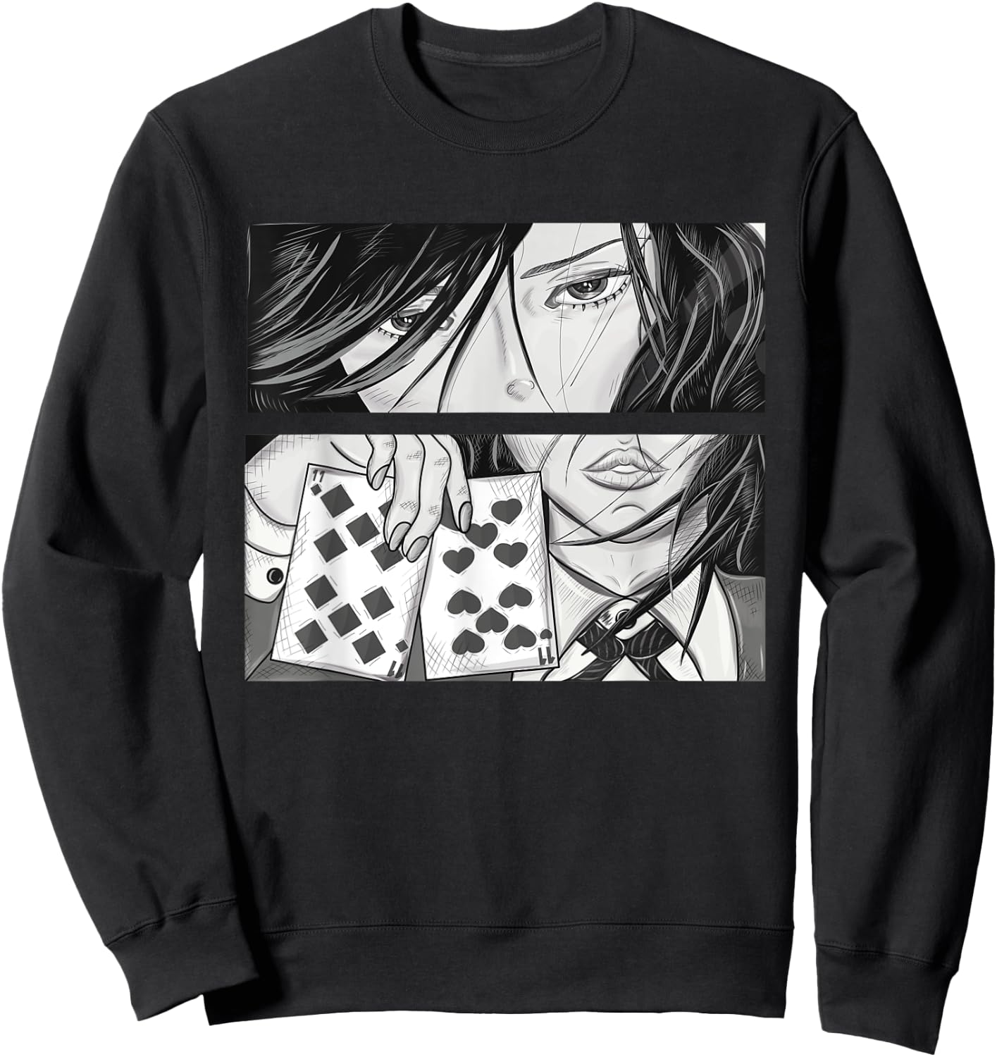 Anime Poker Girl Sweatshirt - Sweatshirt | Black
