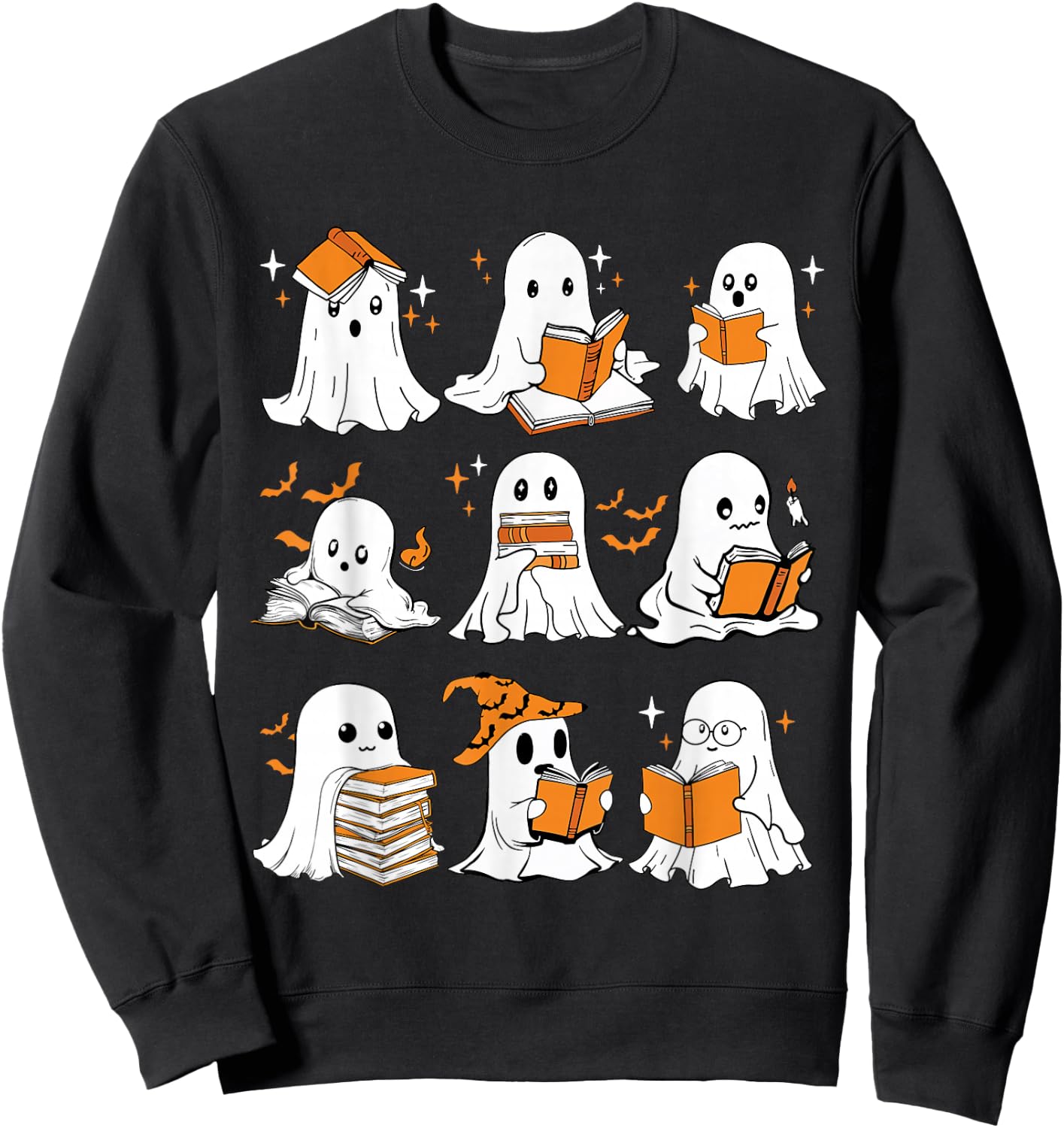 Ghosts Reading Books Lovers Club Booooks Halloween Reading Sweatshirt - Sweatshirt | Black
