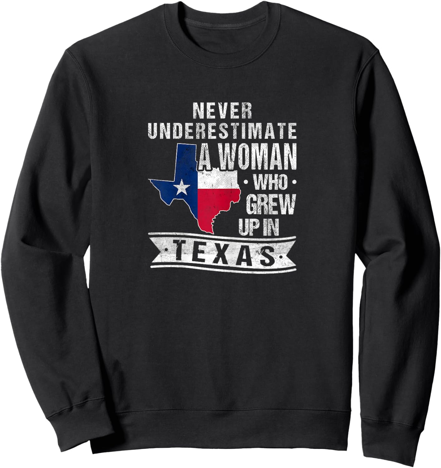 Texas Flag Map Vintage Texas Girl Sweatshirt - Sweatshirt | Black