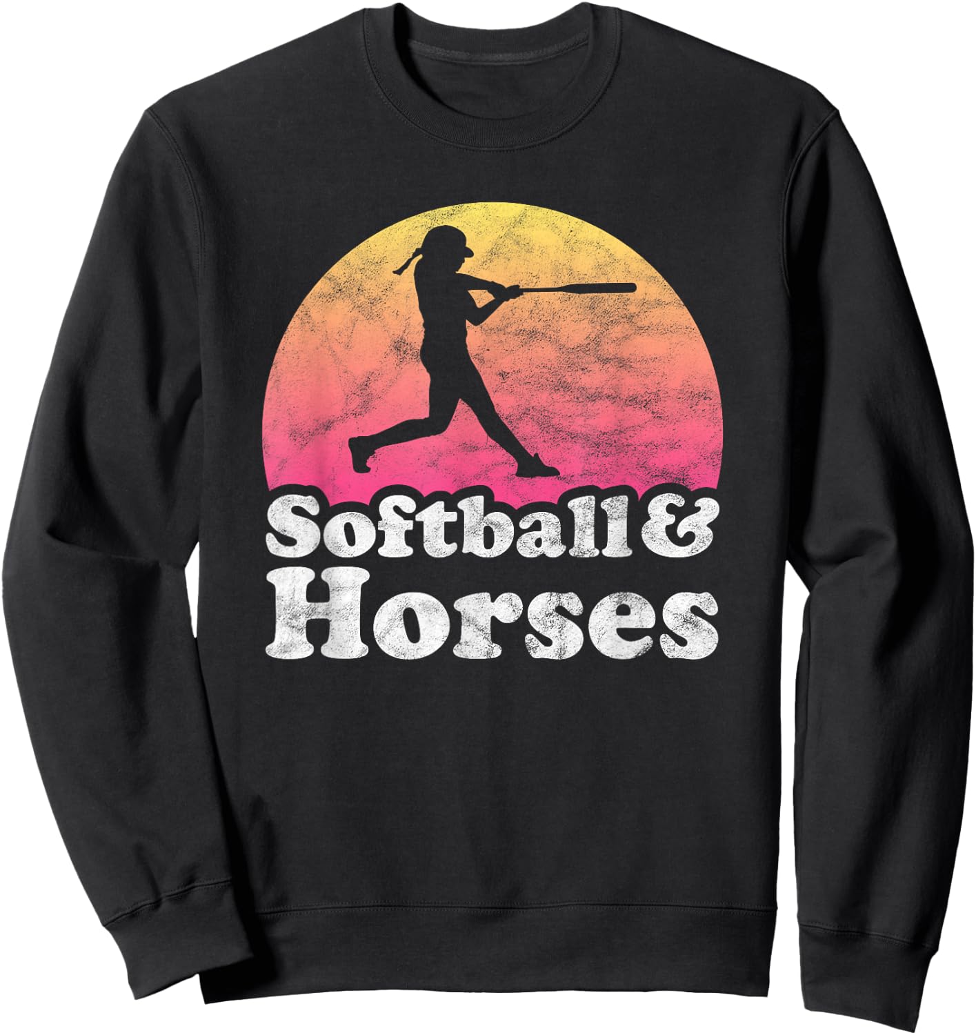 Softball and Horses Women or Girls Horse Sweatshirt - Sweatshirt | Black