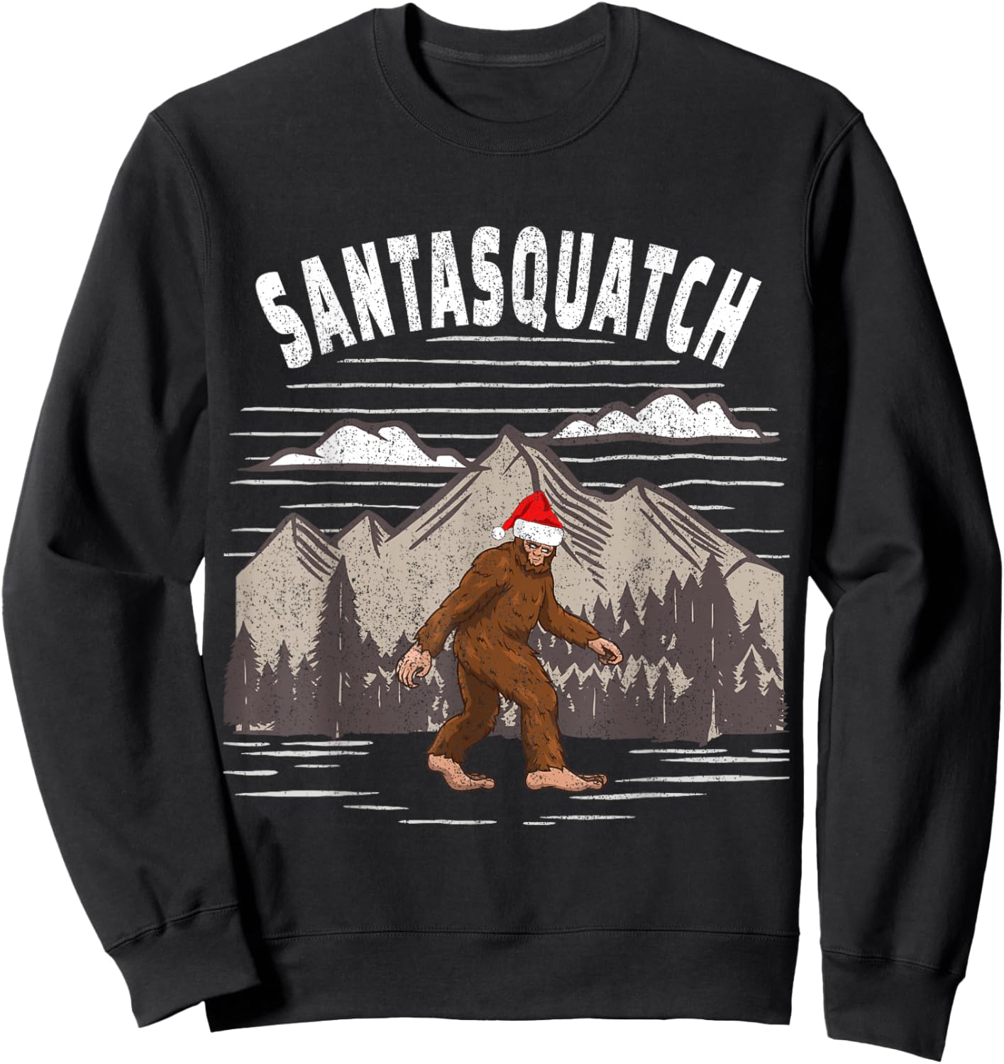 Christmas Sasquatch - Santasquatch Bigfoot Sweatshirt - Sweatshirt | Black
