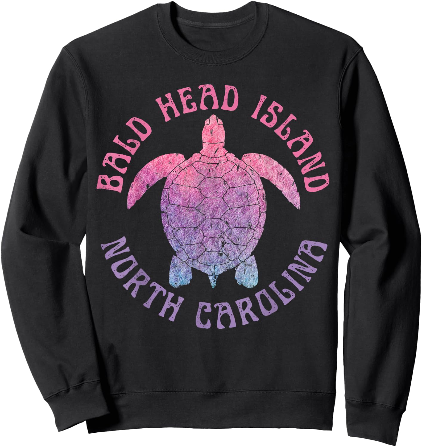 Bald Head Island North Carolina Beach Sea Turtle Cute Sweatshirt - Sweatshirt | Black